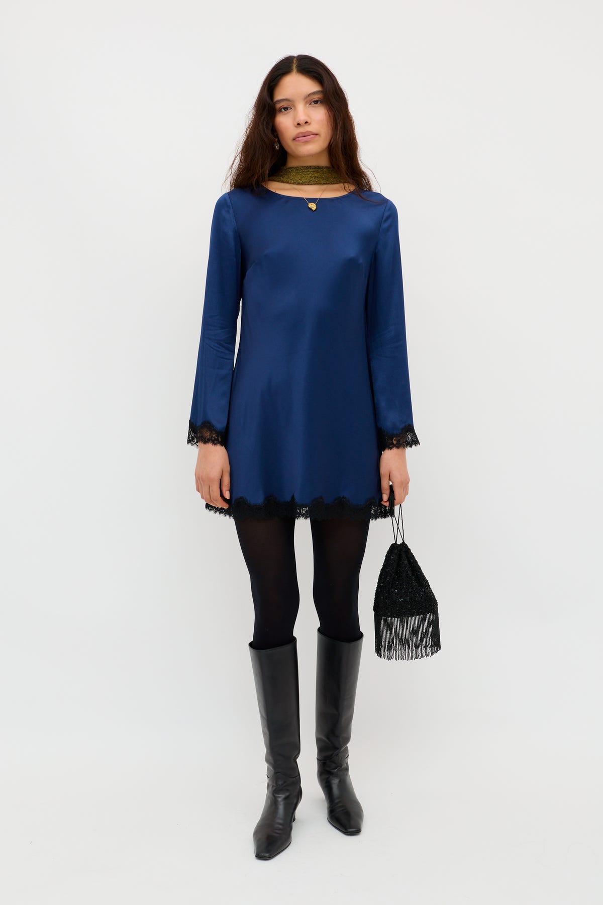 navy blue dress with black tights Ridley Mini in Midnight size:28W size:32 Vintage Wedding Dress,Boho Bridal