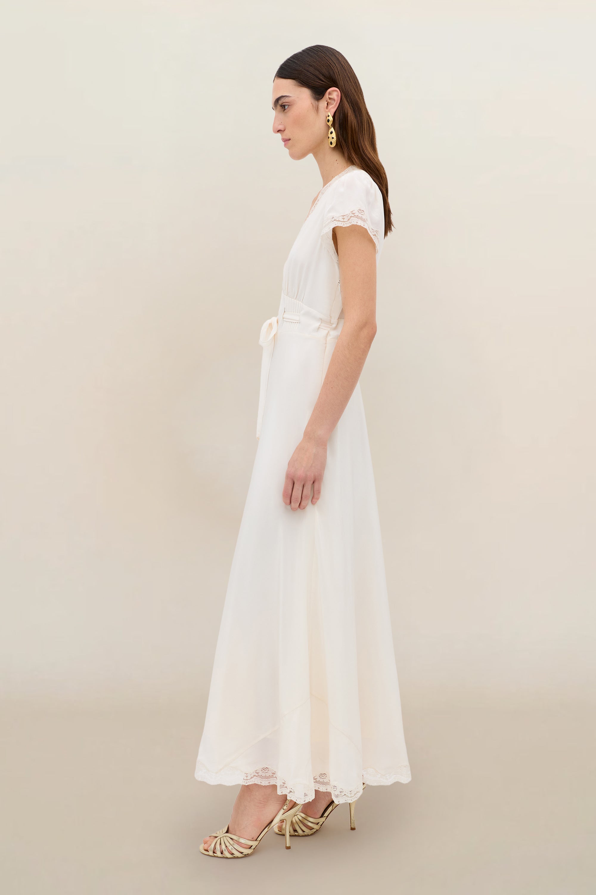 Marlice Silk Midi Dress in Cream Pearl | RIXO USA ⋆