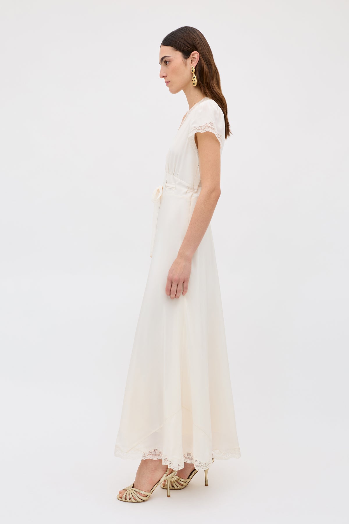 Marlice Silk Midi Dress in Cream Pearl | RIXO USA Marlice Silk Midi Dress in Cream Pearl | RIXO USA