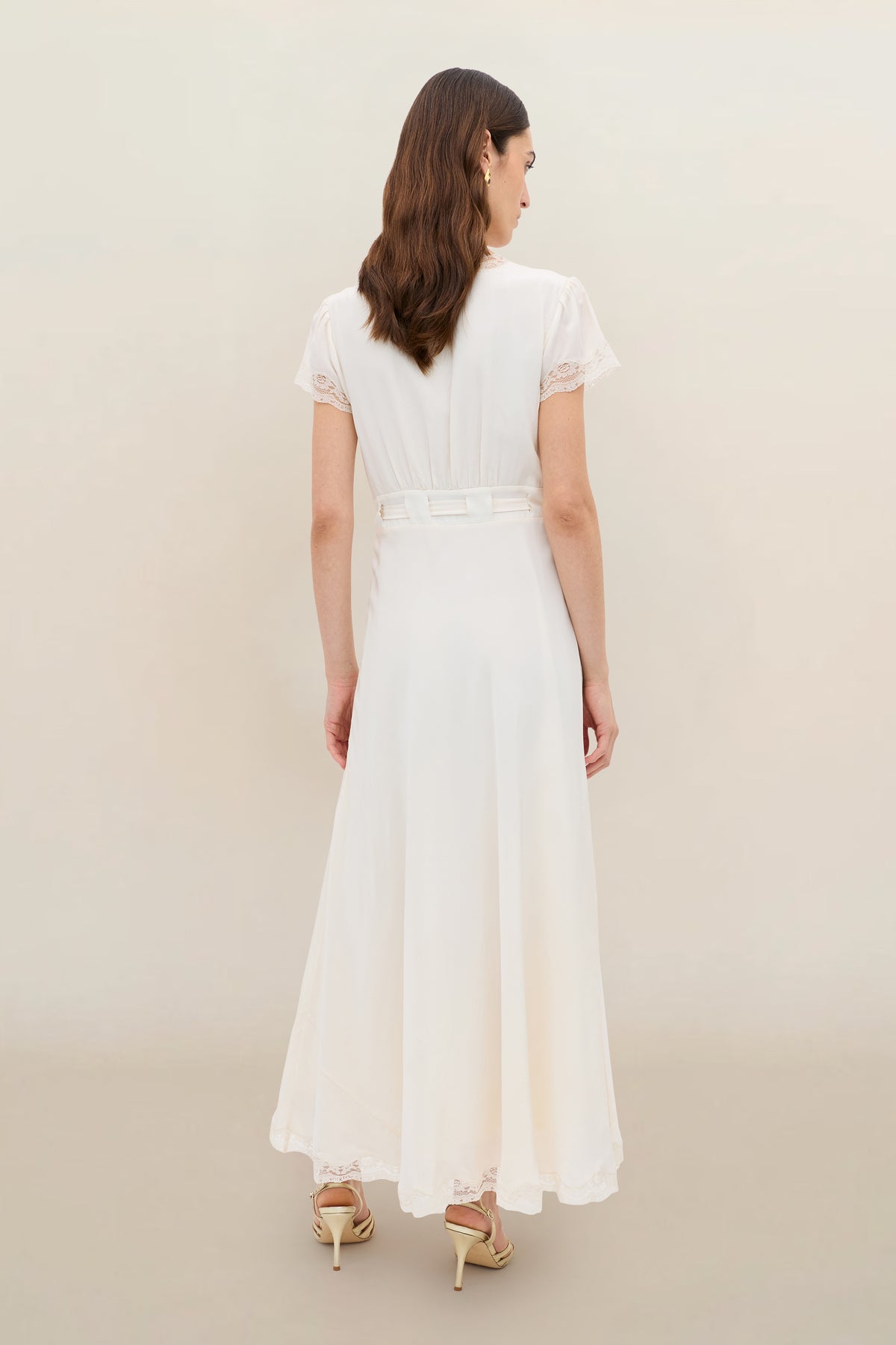Marlice Silk Midi Dress in Cream Pearl Marlice Silk Midi Dress in Cream Pearl