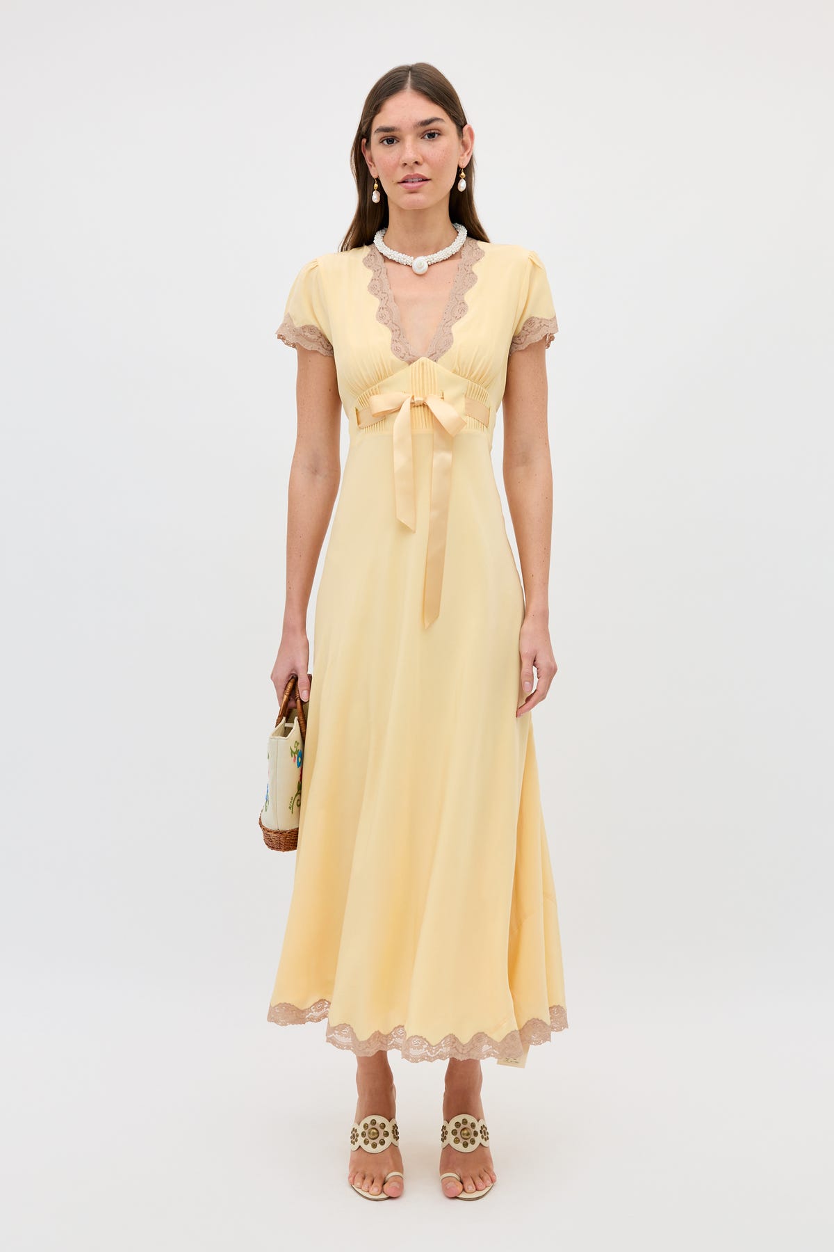 butter yellow lace dress Marlice Silk Midi in 100% Linen Color PrettyLittleThing Women's Chiffon Tie Christmas Gifts Color:Black Cotton