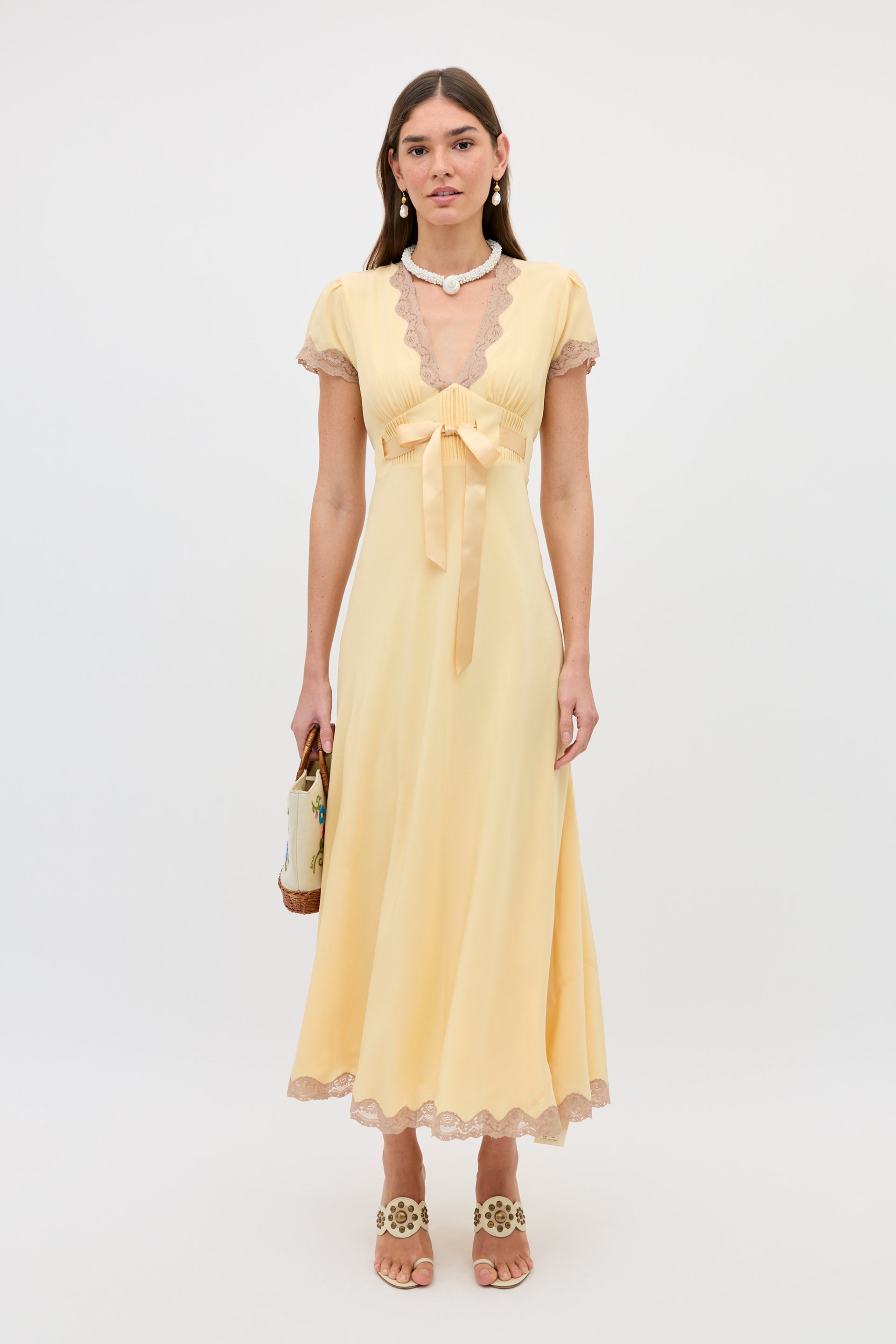 Marlice Silk Midi Dress in Butter Yellow