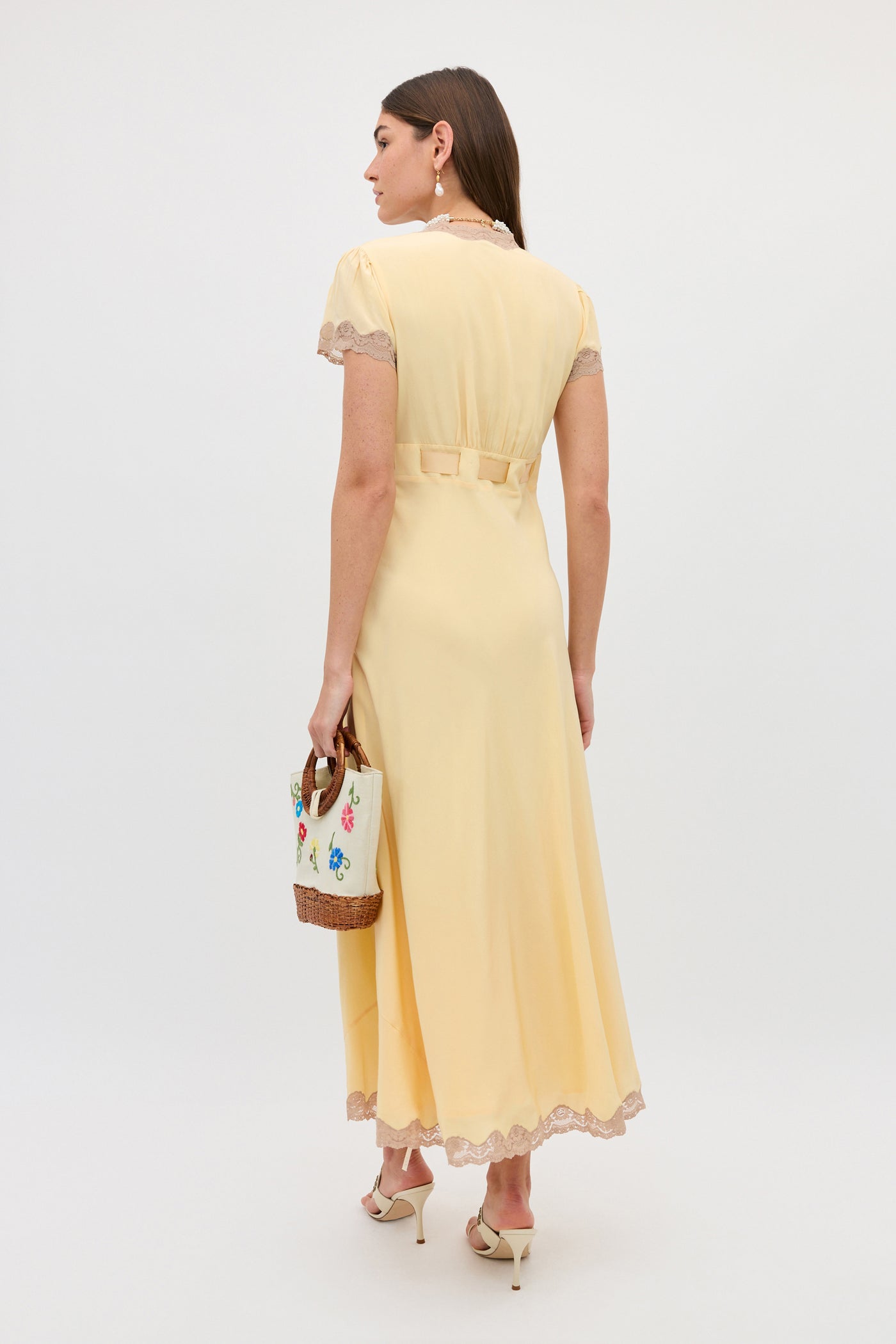 cream yellow dress Marlice Silk Midi Dress in Butter Yellow