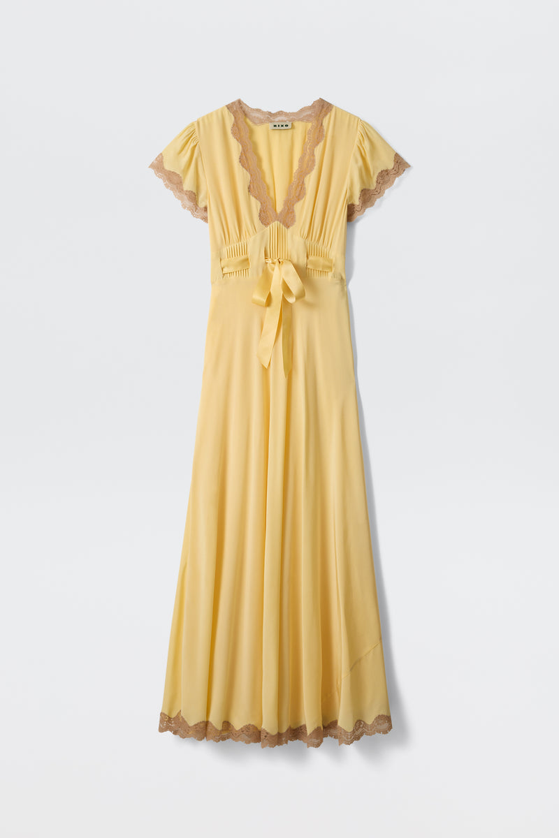 Marlice Silk Midi Dress in Butter Yellow