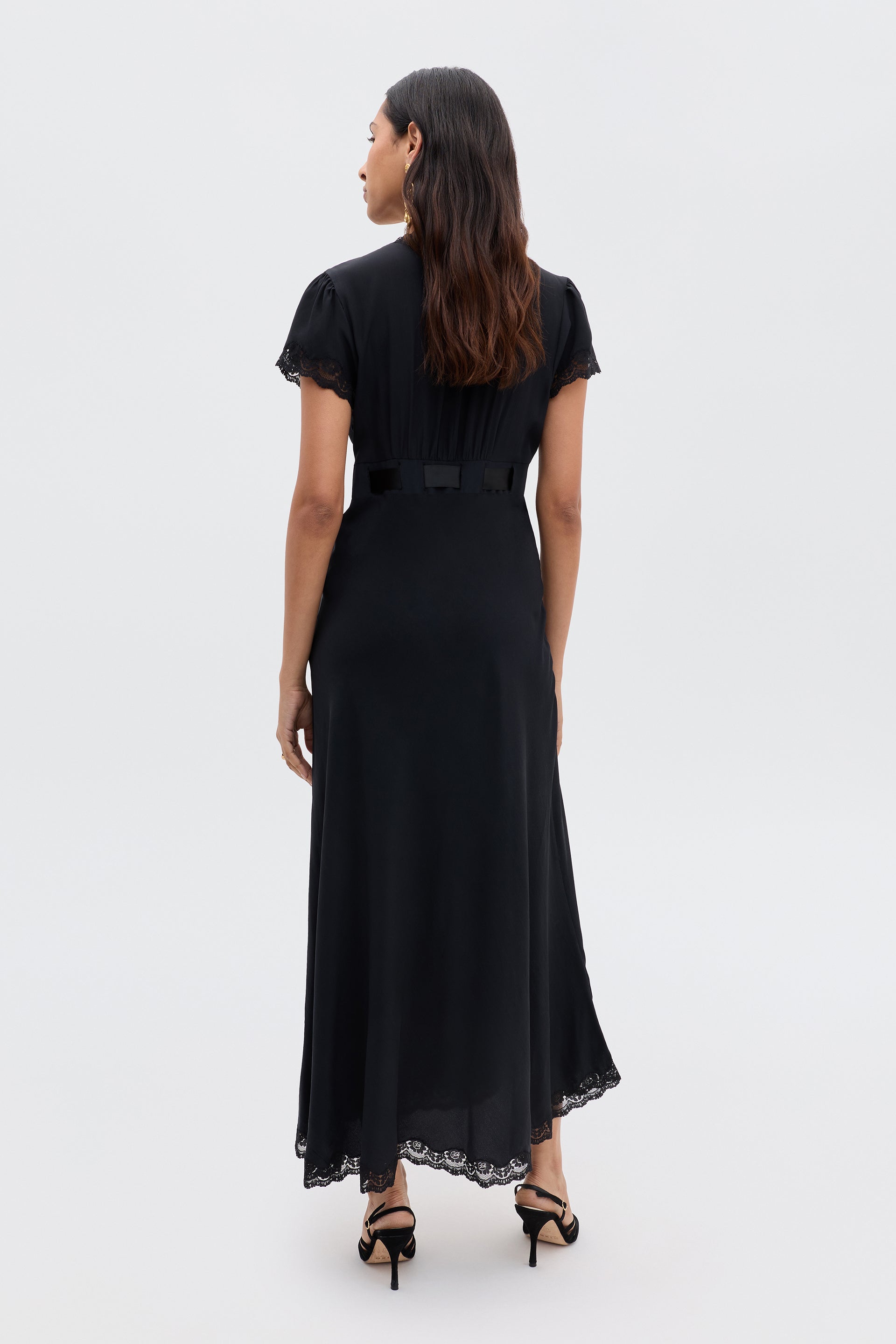 Marlice Silk Midi Dress in Black