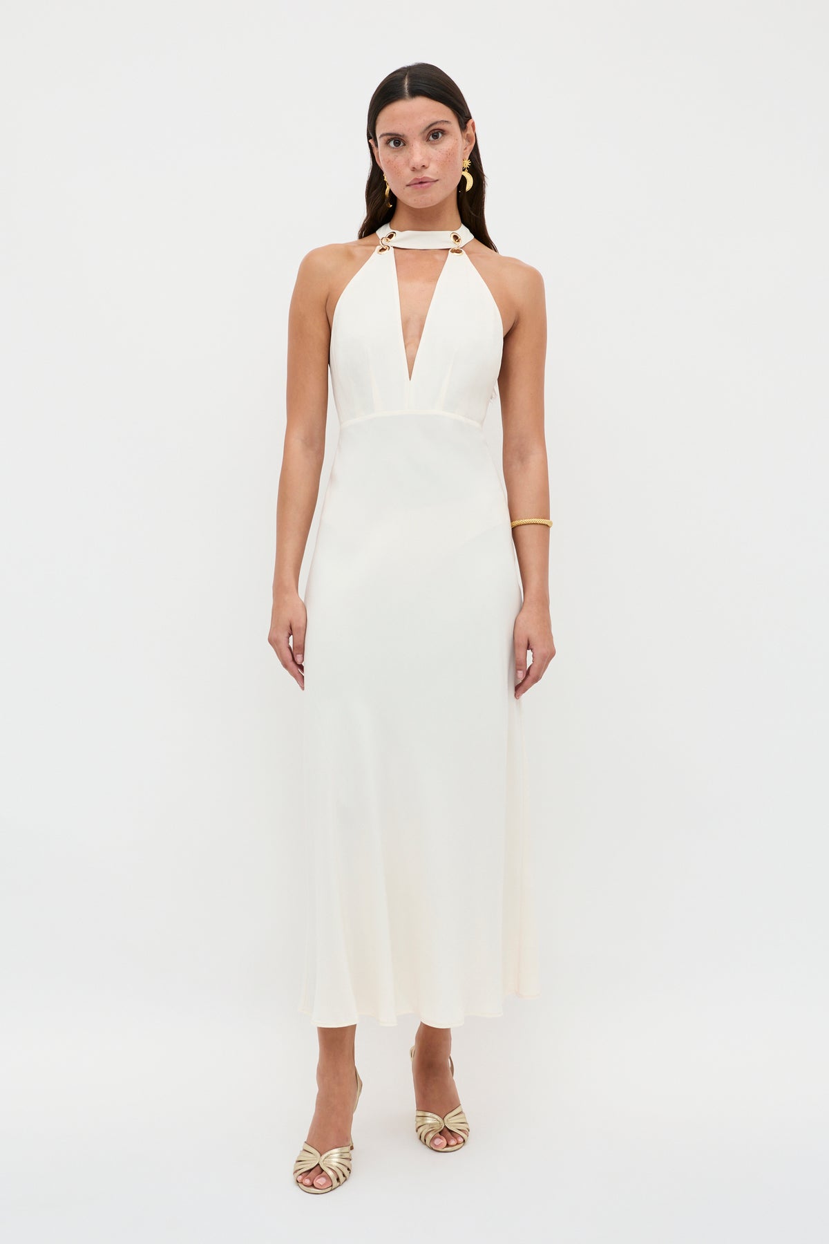 Eleanora Midi Dress in Ivory Pearl | RIXO Eleanora Midi Dress in Ivory Pearl | RIXO