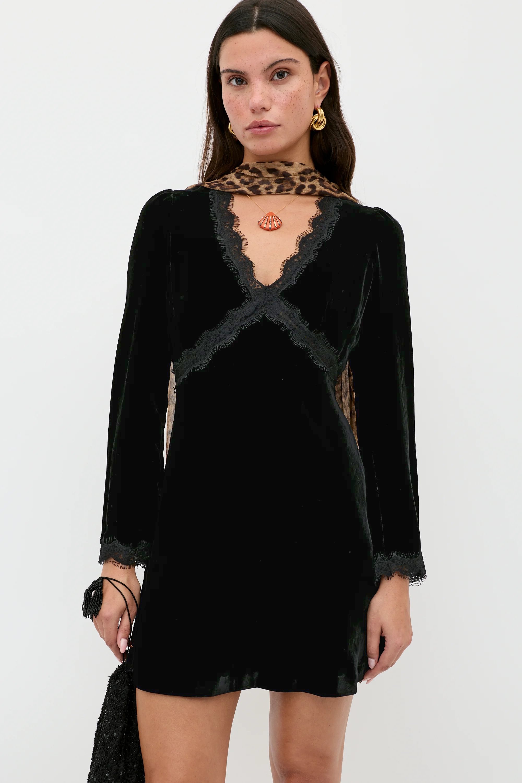 Macie Silk-Velvet Mini Dress in Black | RIXO USA ⋆