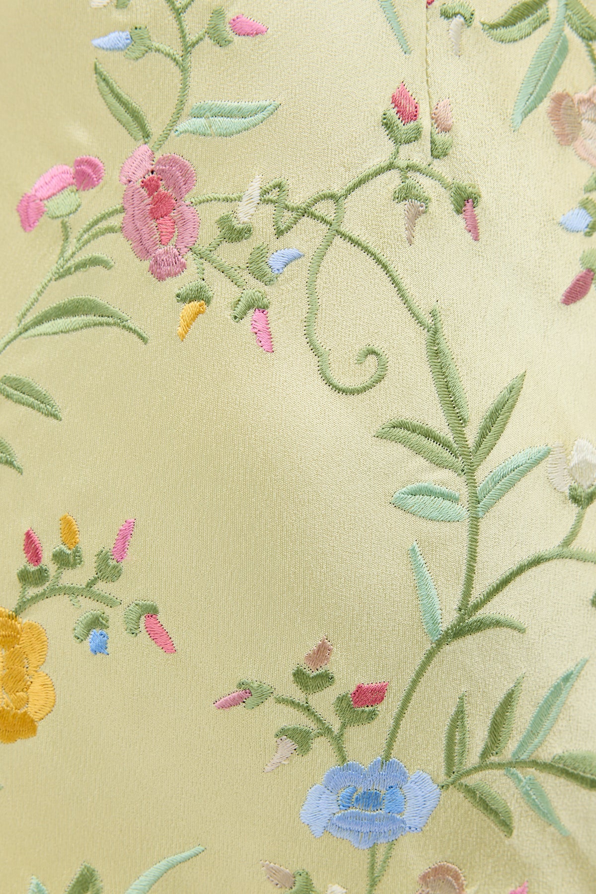 RIXO Dune Satin Embroidered Botanical Embroidery Green RIXO Dune Satin Embroidered Botanical Embroidery Green
