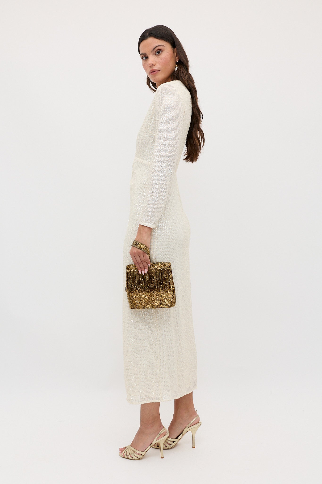 riorio Lorenzo Dress in Ivory Pearl