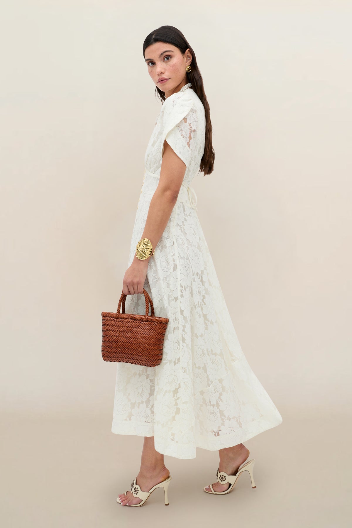 Novara Lace Midi Dress in Ivory | RIXO USA Novara Lace Midi Dress in Ivory | RIXO USA