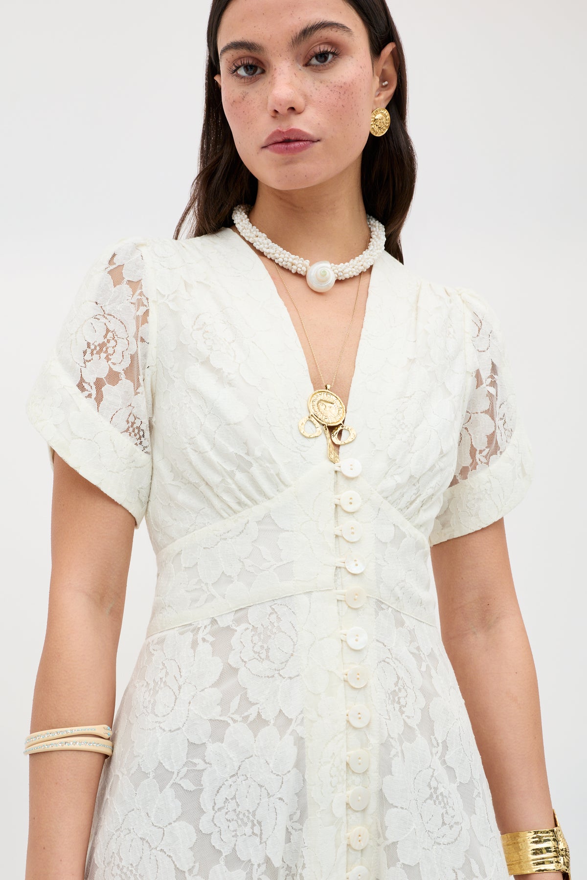 Novara Lace Midi Dress in Ivory | RIXO USA Novara Lace Midi Dress in Ivory | RIXO USA