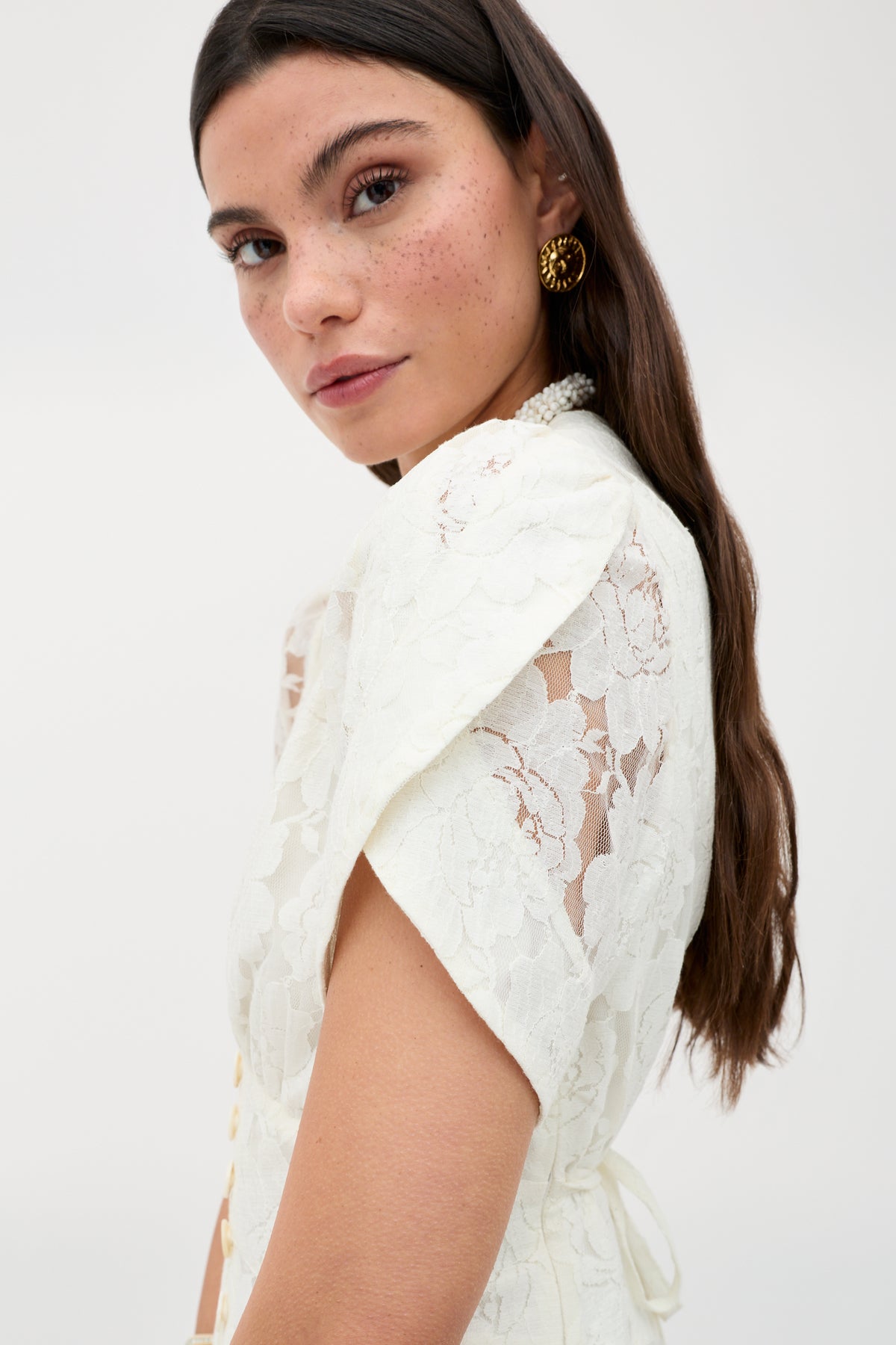 Novara Lace Midi Dress in Ivory | RIXO USA Novara Lace Midi Dress in Ivory | RIXO USA
