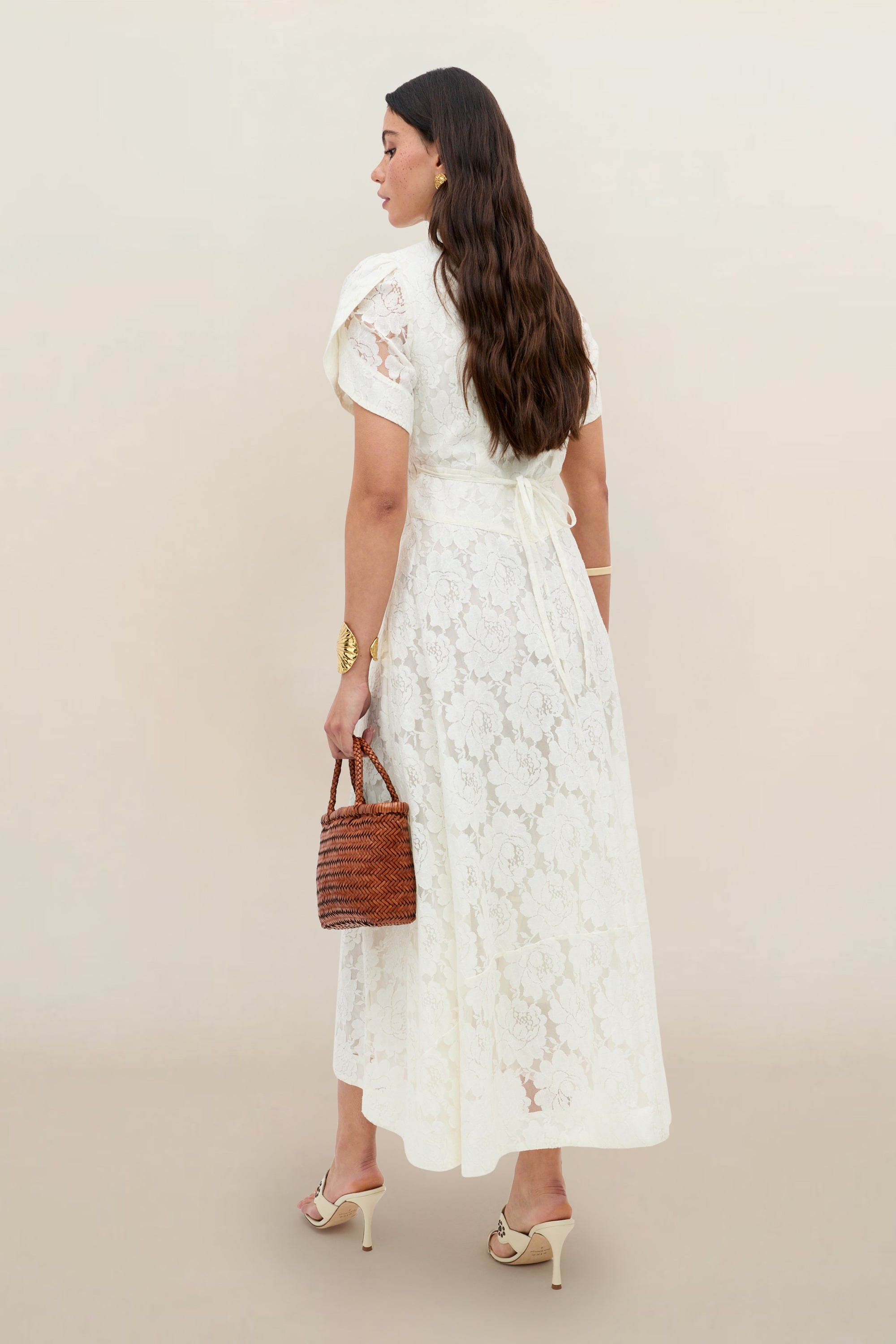 NOANOA リオドレス M Novara Lace Midi Dress in Ivory | RIXO USA ⋆