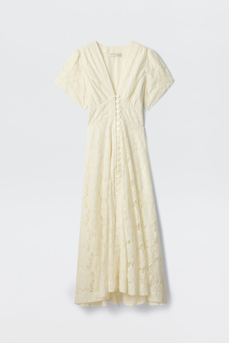 chinese dress ladies Novara Lace Midi Dress in Ivory