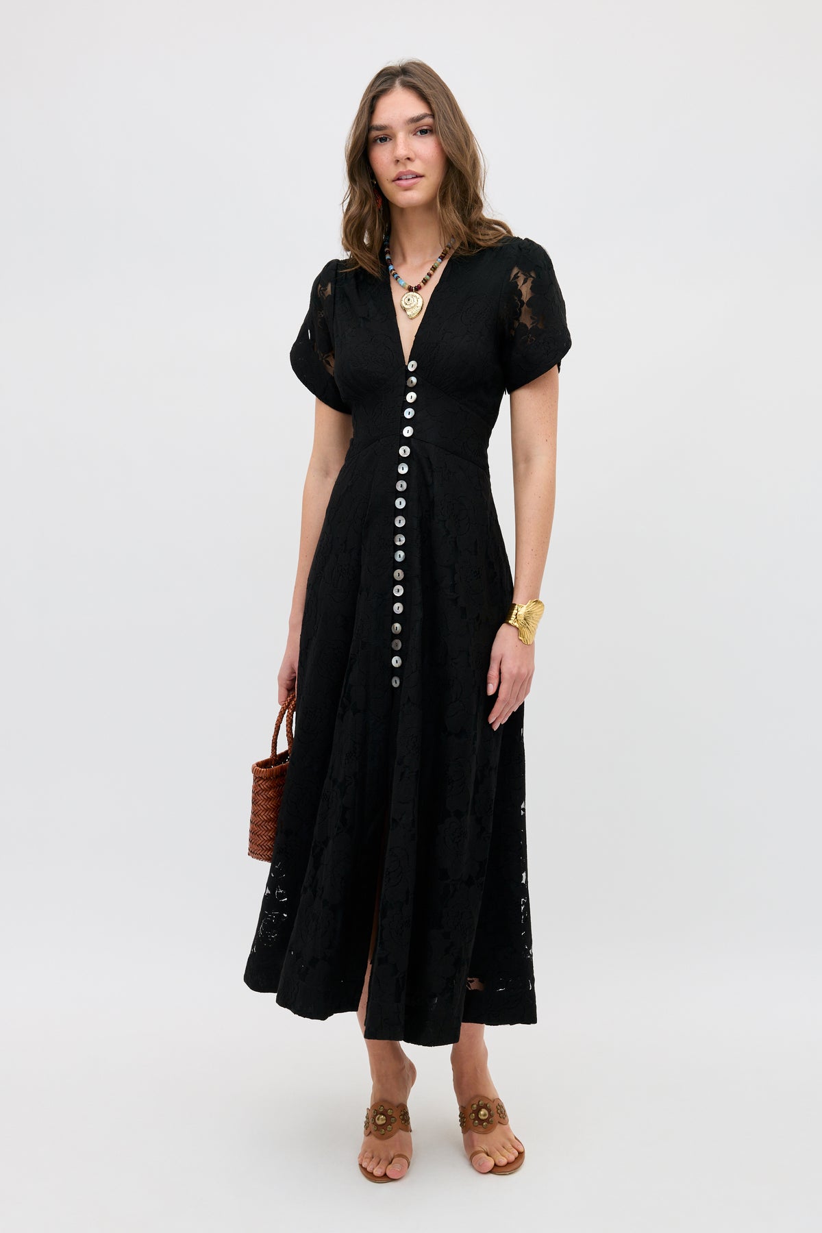 Novara Lace Midi Dress in Black | RIXO USA Novara Lace Midi Dress in Black | RIXO USA