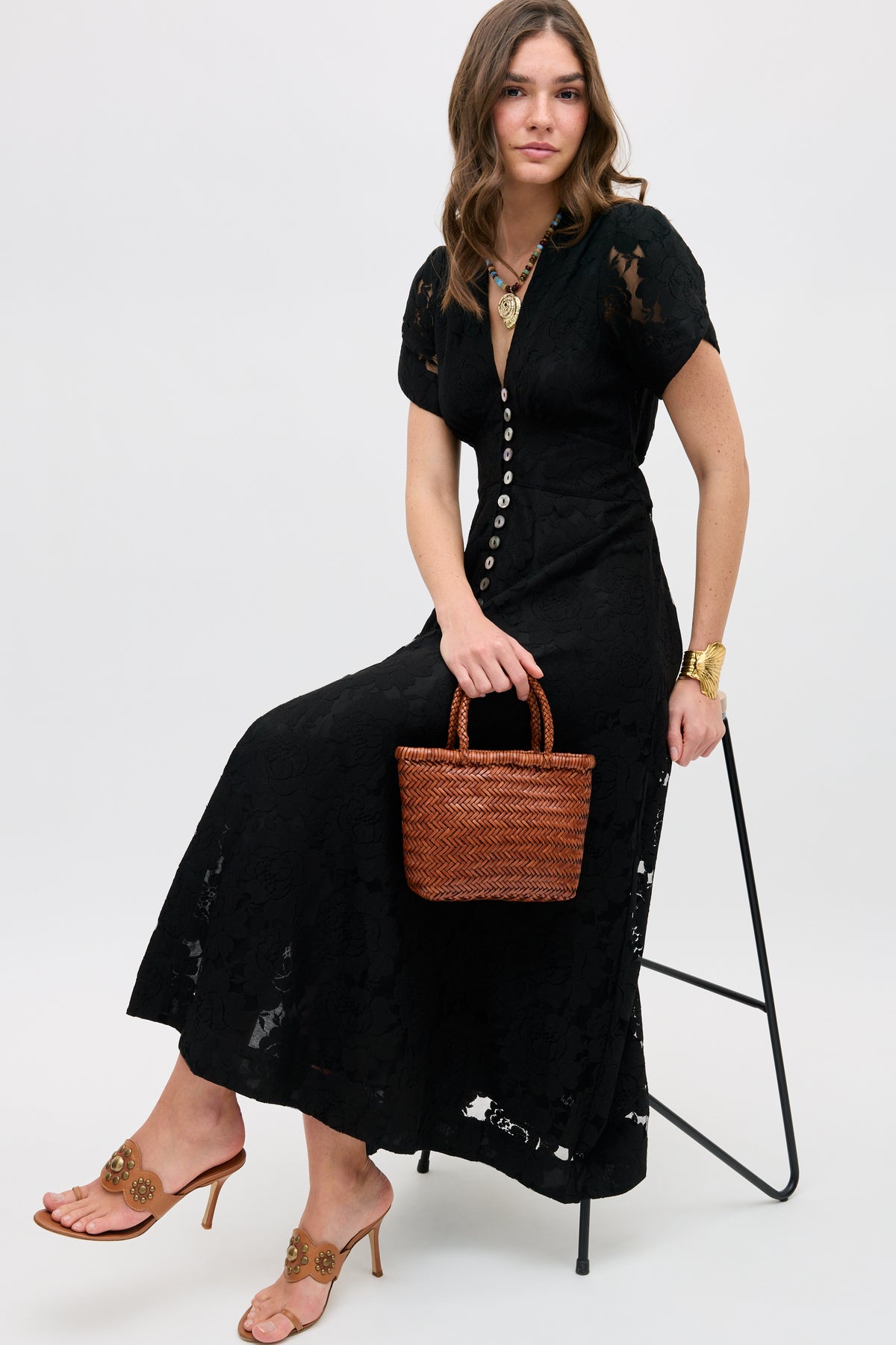 Novara Lace Midi Dress in Black | RIXO USA Novara Lace Midi Dress in Black | RIXO USA