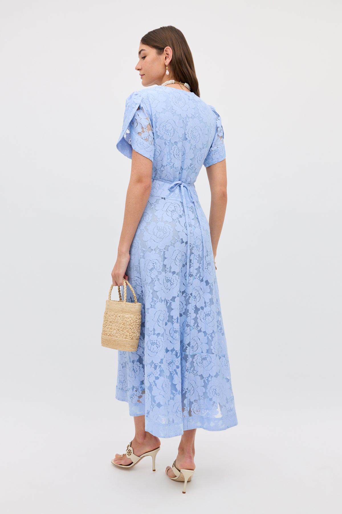 Novara Lace Midi Dress in Vintage Blue | RIXO USA Novara Lace Midi Dress in Vintage Blue | RIXO USA