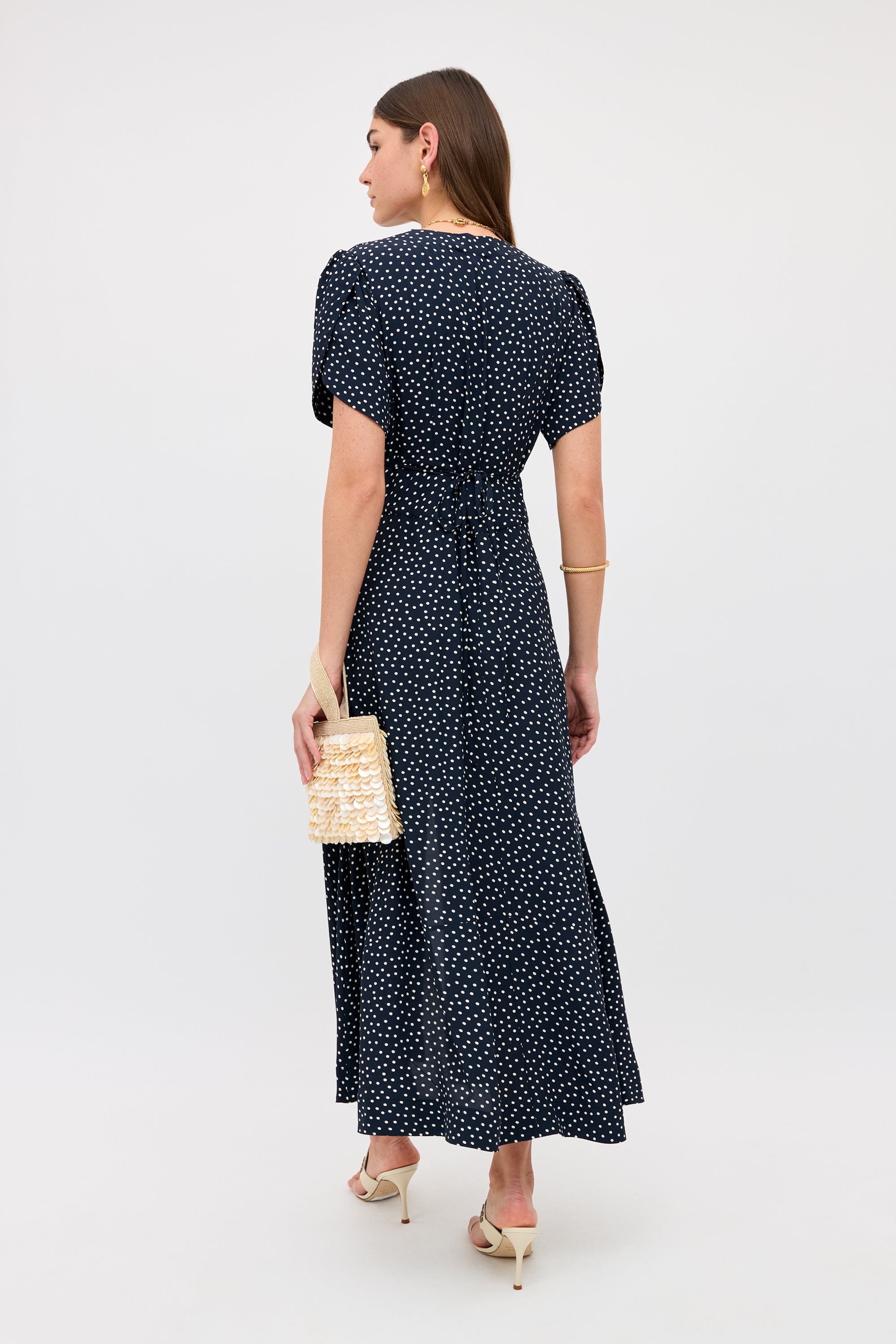 Novara Crepe Midi Dress in Painted Spot Midnight Navy | RIXO USA ⋆