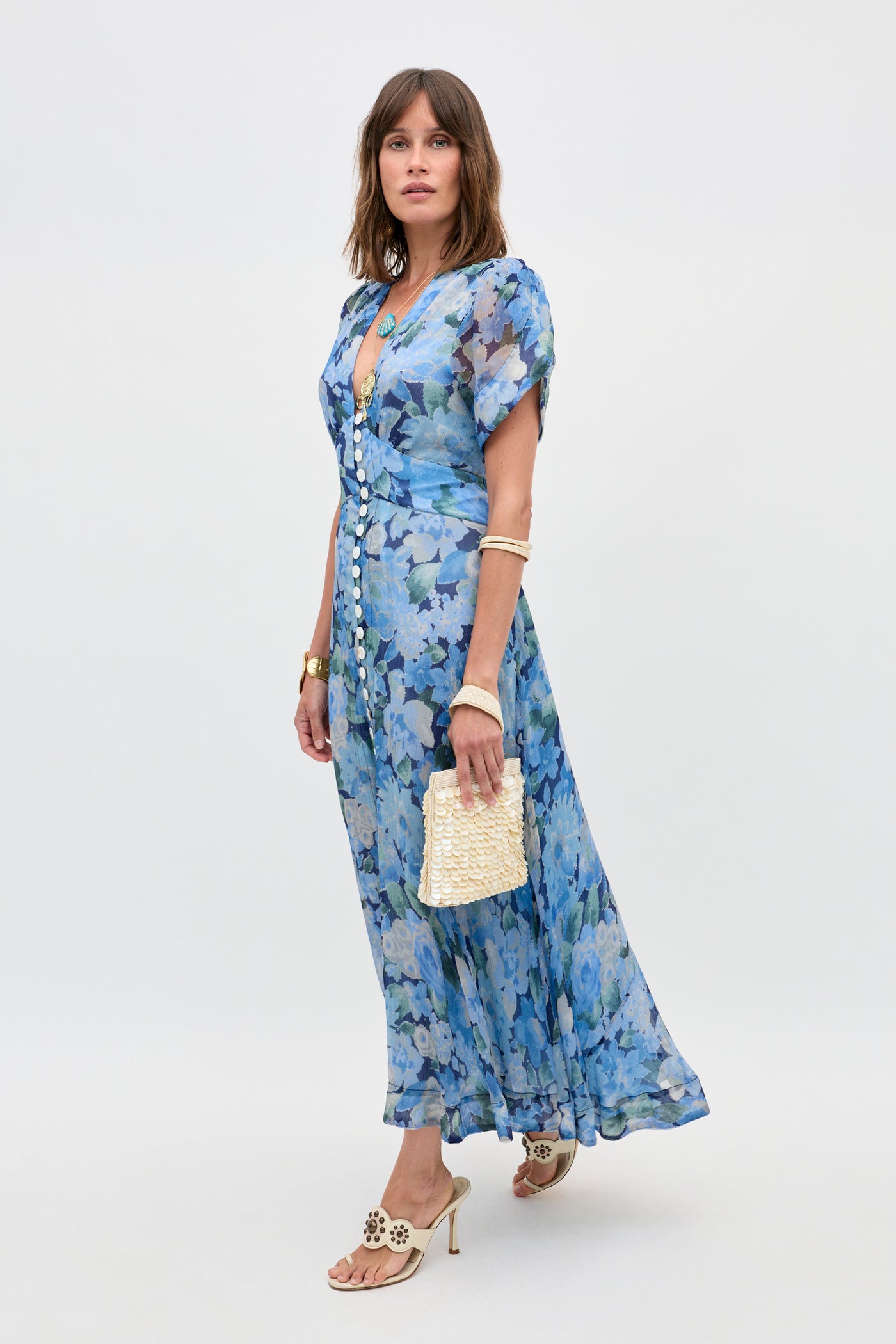 sachin and babi light blue dress Clothing: Maxi Dresses: 'Esme' Midnight Lurex Chiffon Maxi Dress main image 0