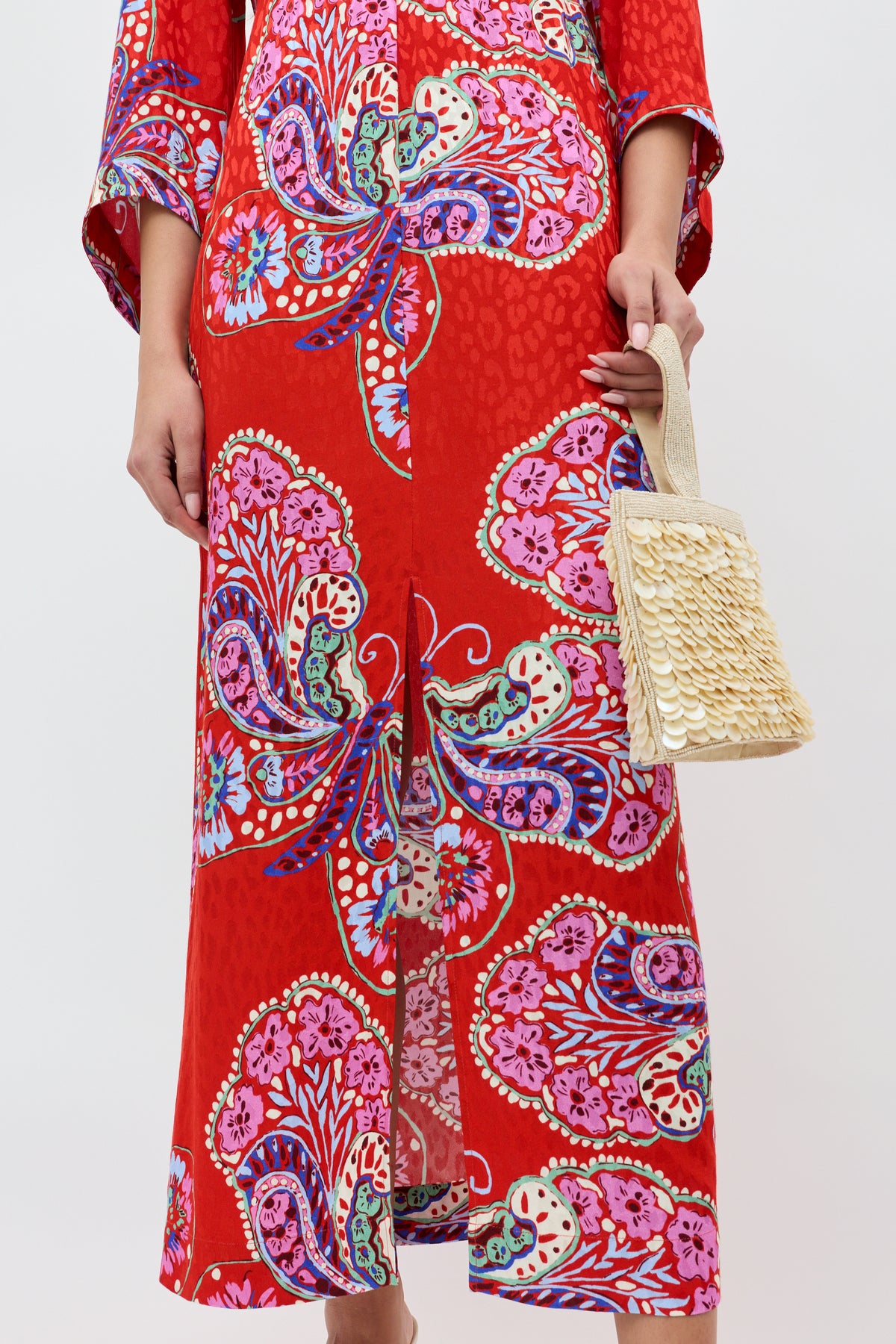 red satin jacquard moira midi dress Nobody's Child Red Satin Jacquard Moira Midi Dress in Red