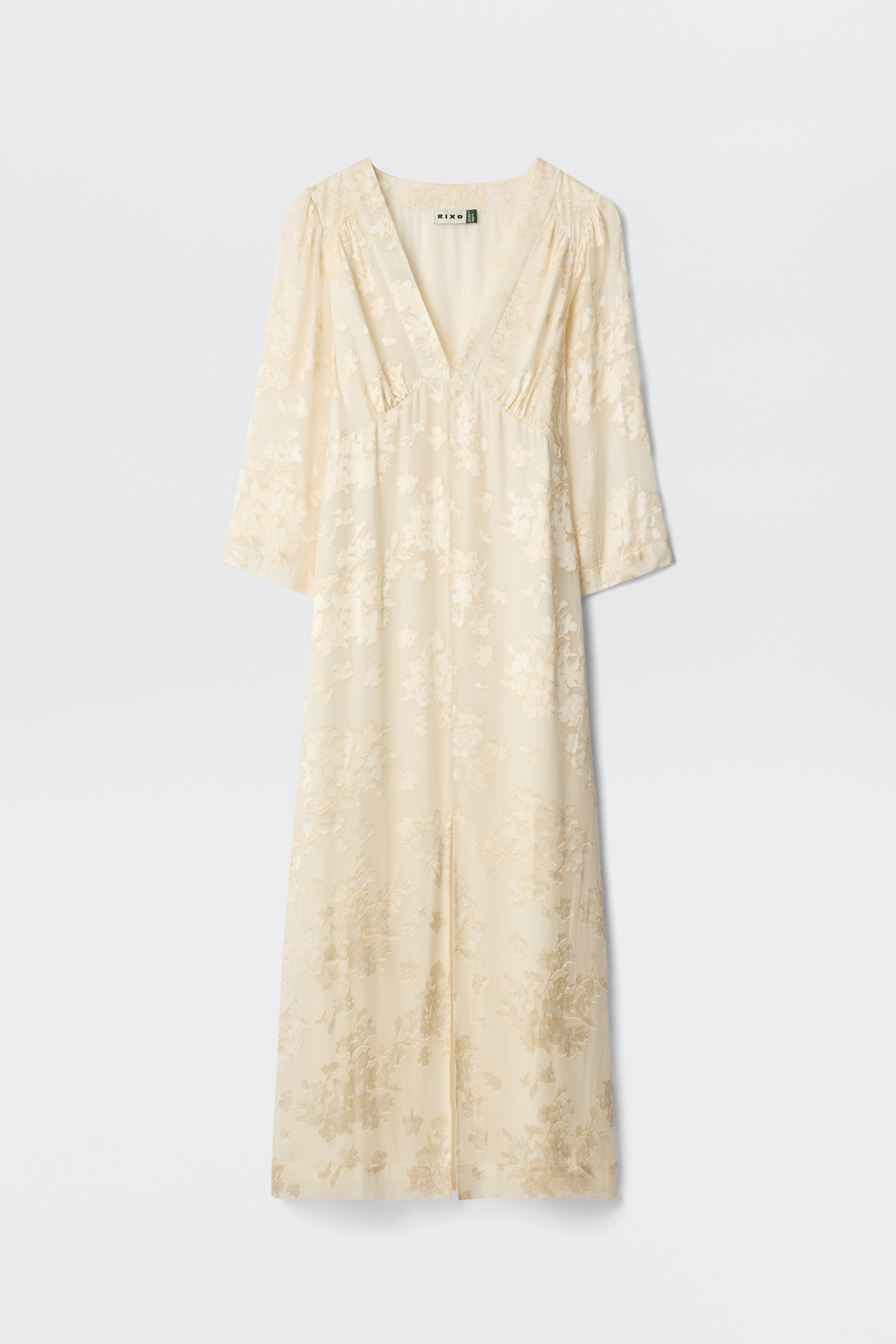 Hayley Silk-Satin Devor Dress in Bouquet Devor Cream | RIXO USA Hayley Silk-Satin Devor Dress in Bouquet Devor Cream | RIXO USA