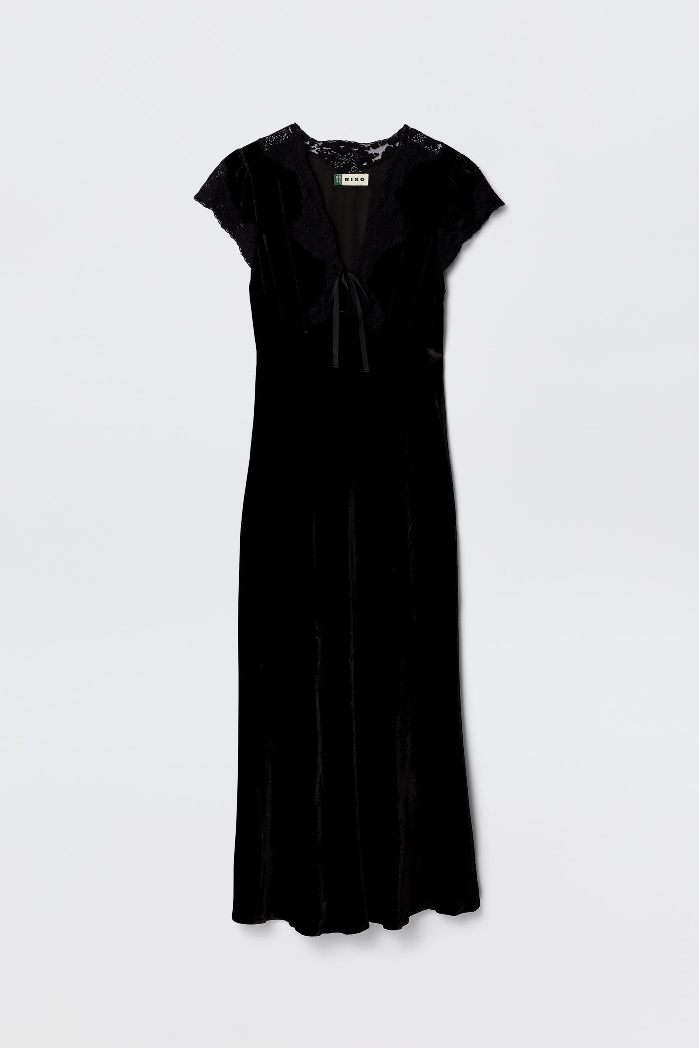 Amari Silk-Velvet Midi Dress in Black | RIXO USA Amari Silk-Velvet Midi Dress in Black | RIXO USA
