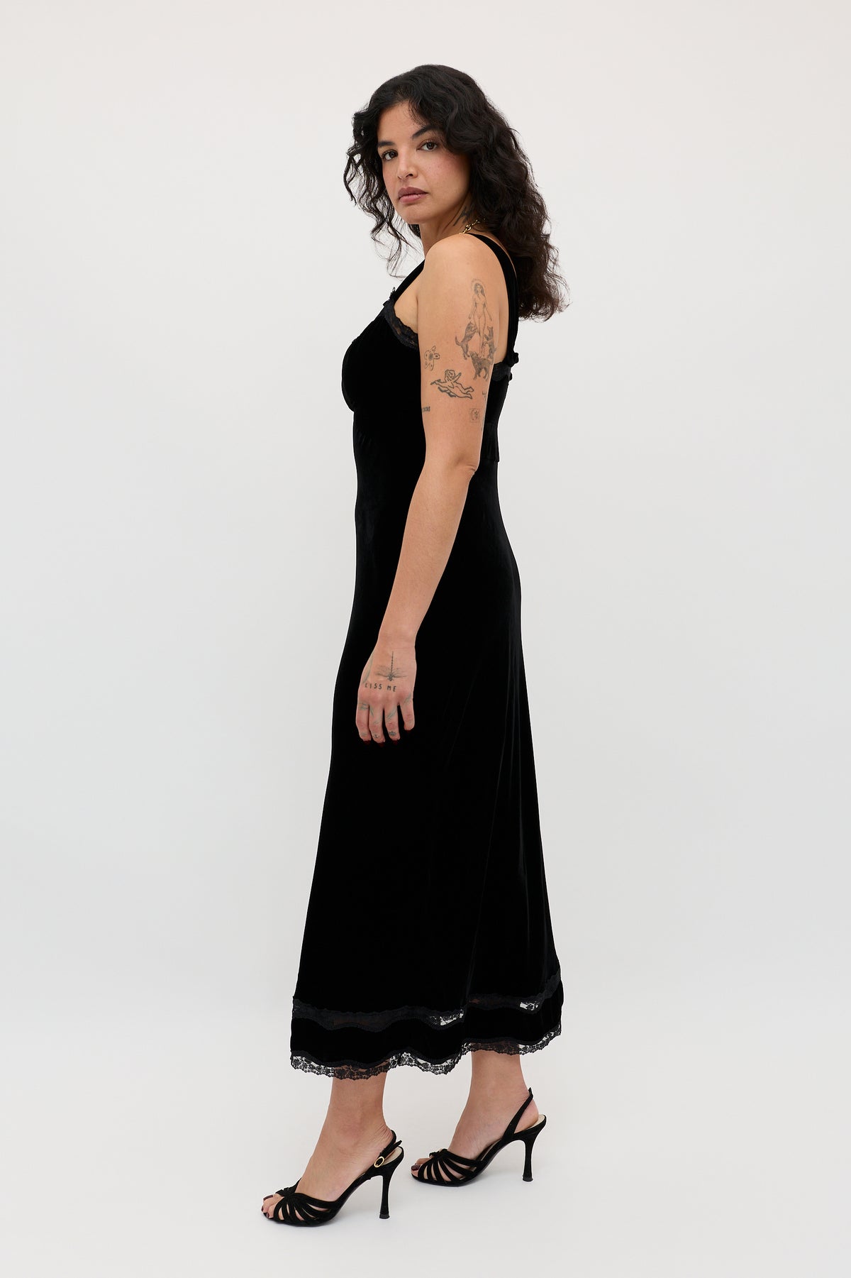 RIXO Lucie Silk-Velvet Midi Black RIXO Lucie Silk-Velvet Midi Black