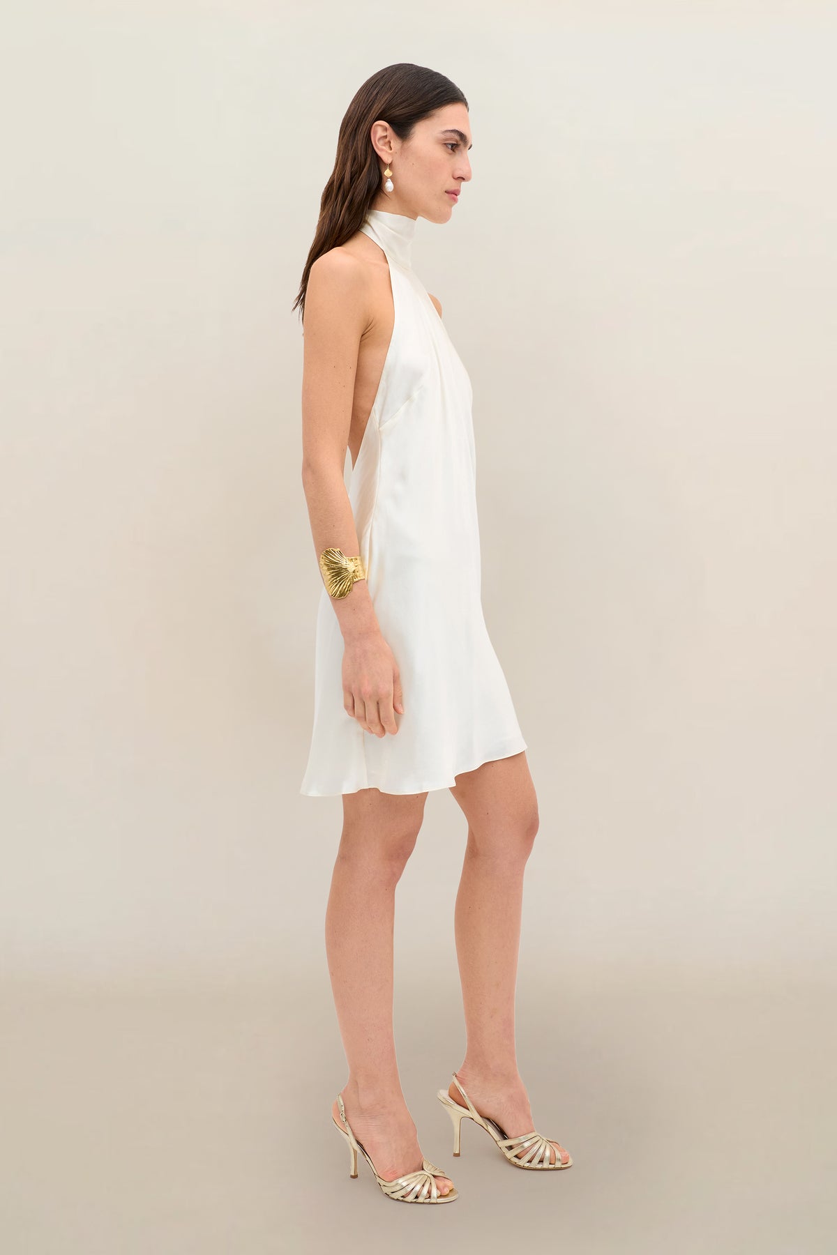 cream cocktail dress RIXO Bridal Capucine Silk-Satin Mini