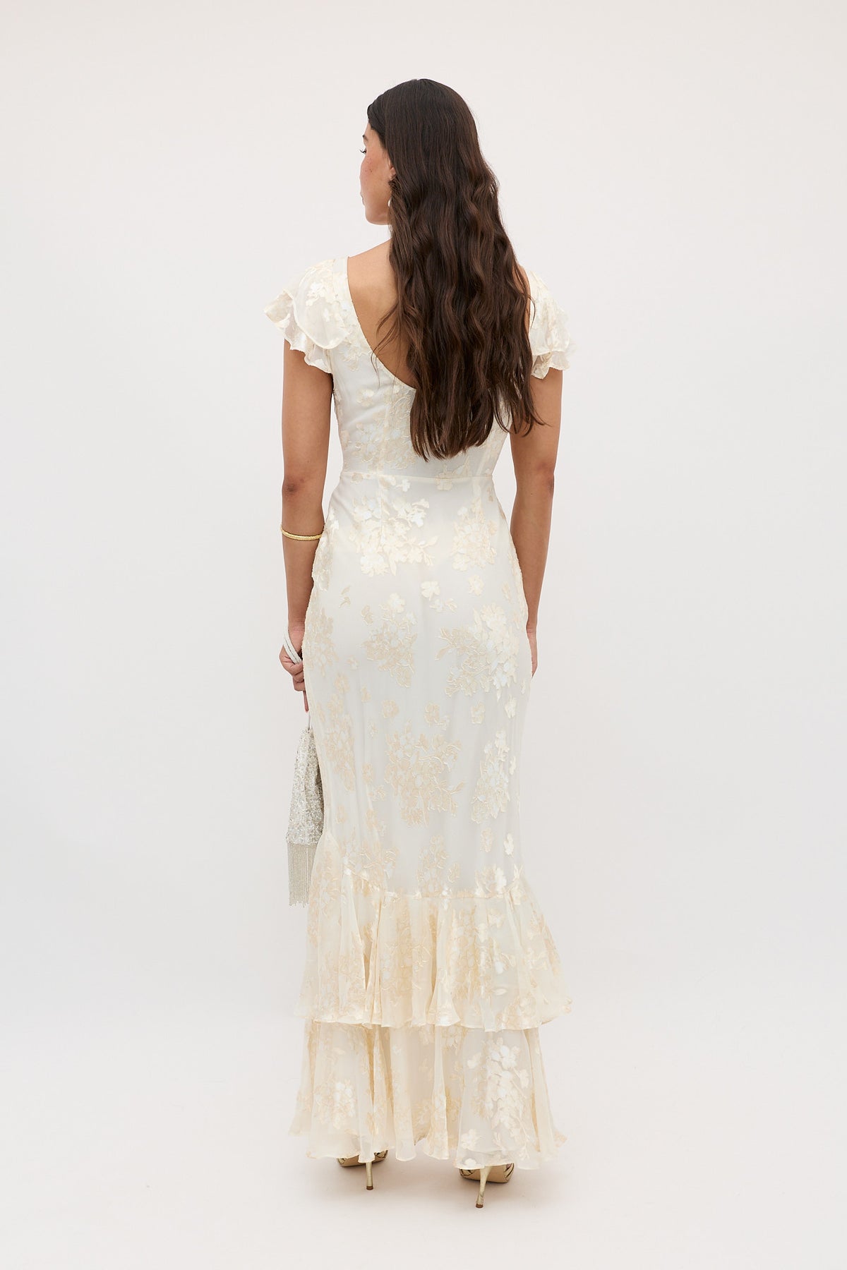 Ordinia Silk-Satin Devor Gown in Bouquet Devor Cream | RIXO USA Ordinia Silk-Satin Devor Gown in Bouquet Devor Cream | RIXO USA