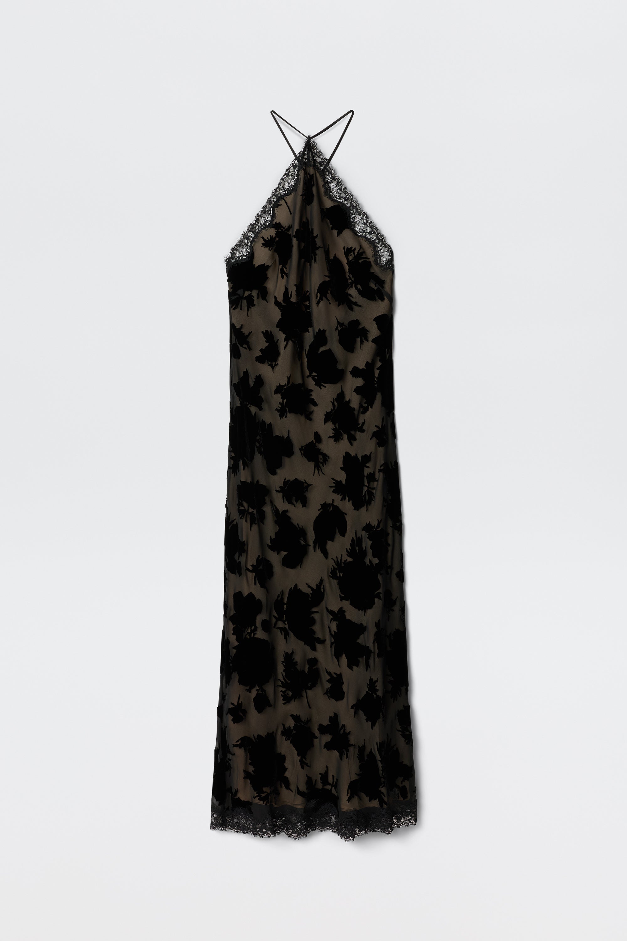 Harlan Silk-Velvet Devoré Dress in Black Countryside Devoré Mono