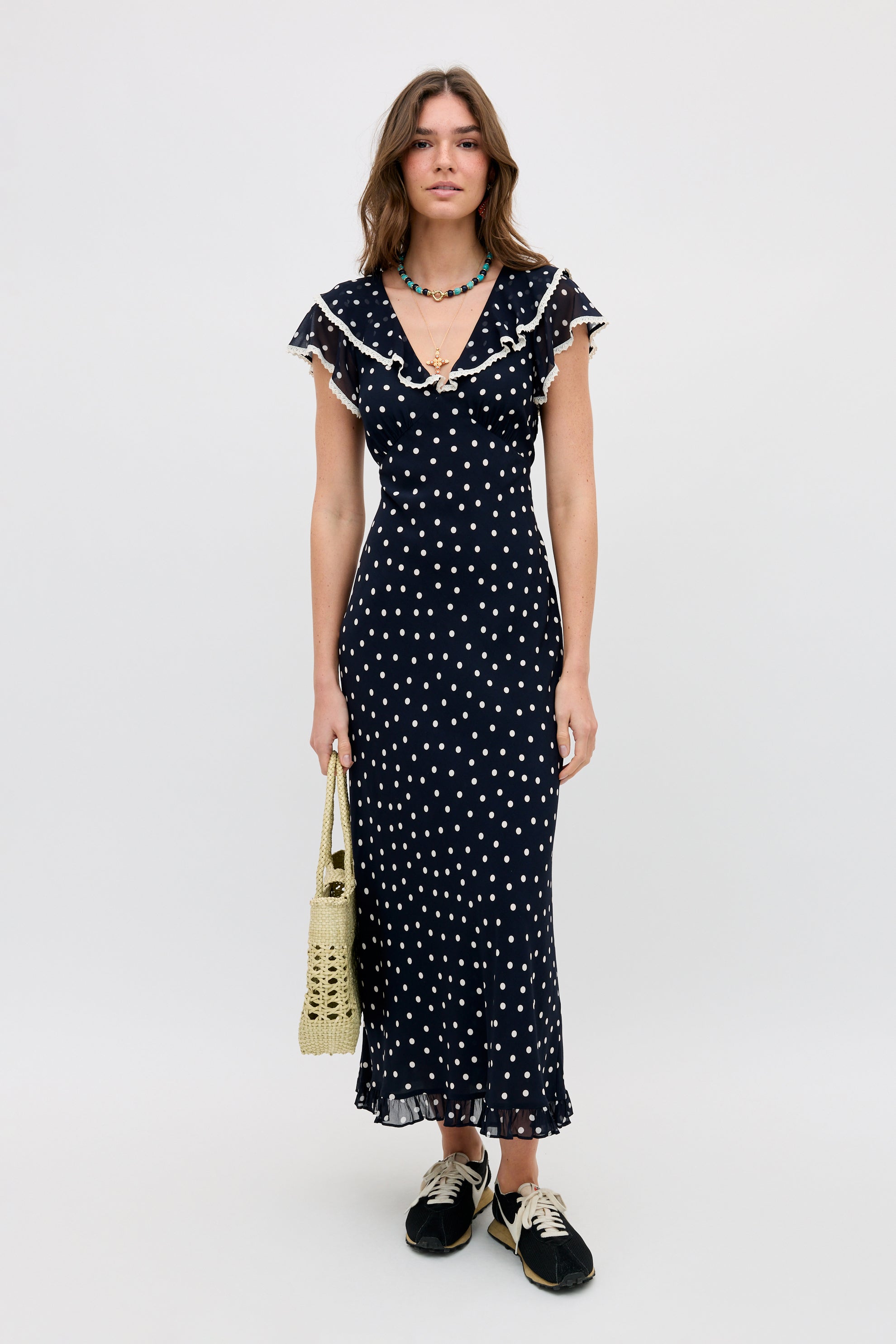 Bethea Midi Dress in Layla Dot Navy | RIXO USA ⋆