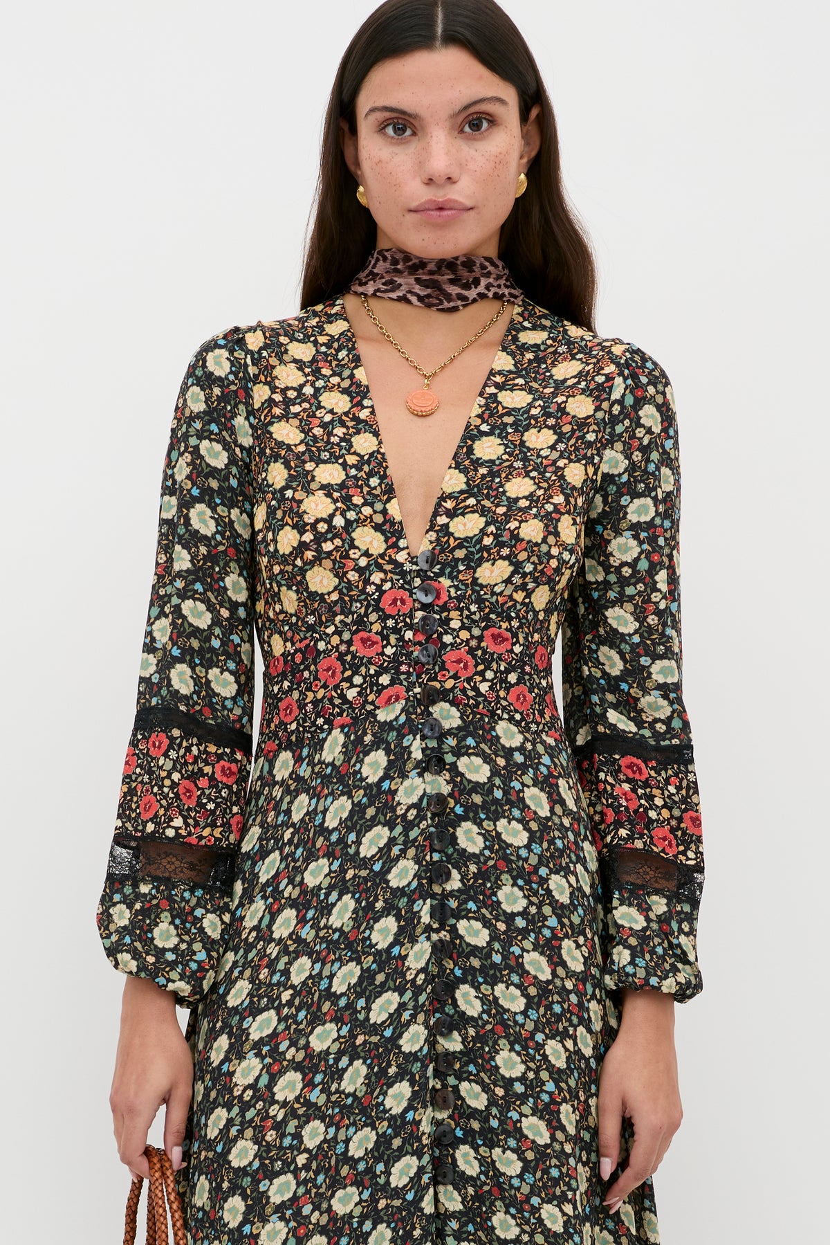Raven Midi Dress in Eva Floral Mix Black | RIXO USA Raven Midi Dress in Eva Floral Mix Black | RIXO USA