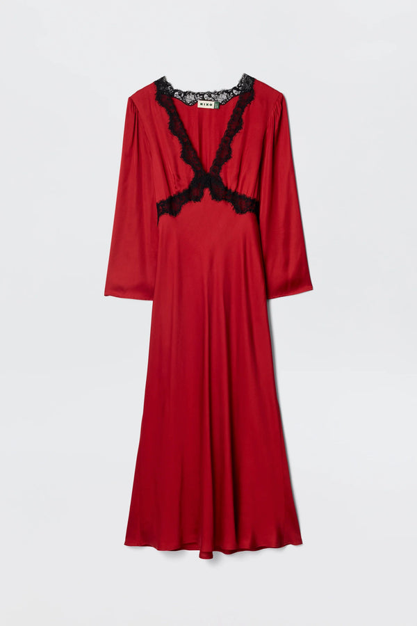 Debra Midi Dress in Burgundy