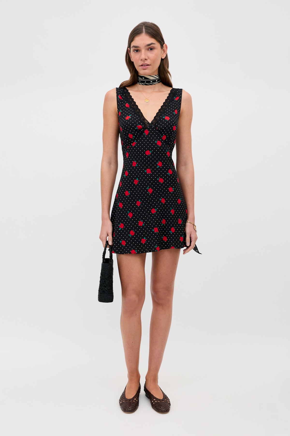 Leighton Mini Dress in Rose Spot Black | RIXO USA Leighton Mini Dress in Rose Spot Black | RIXO USA
