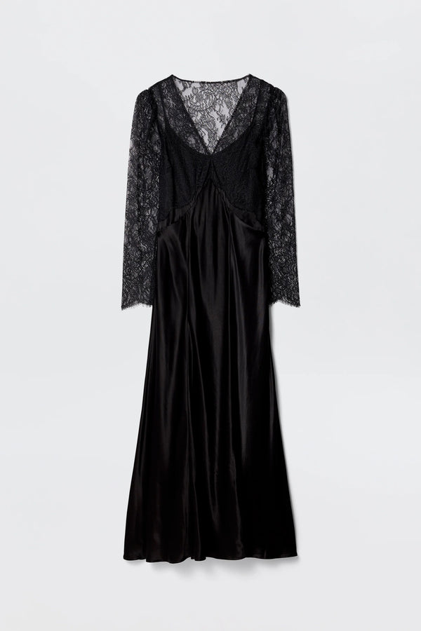 Laoise Satin Dress in Black | RIXO USA