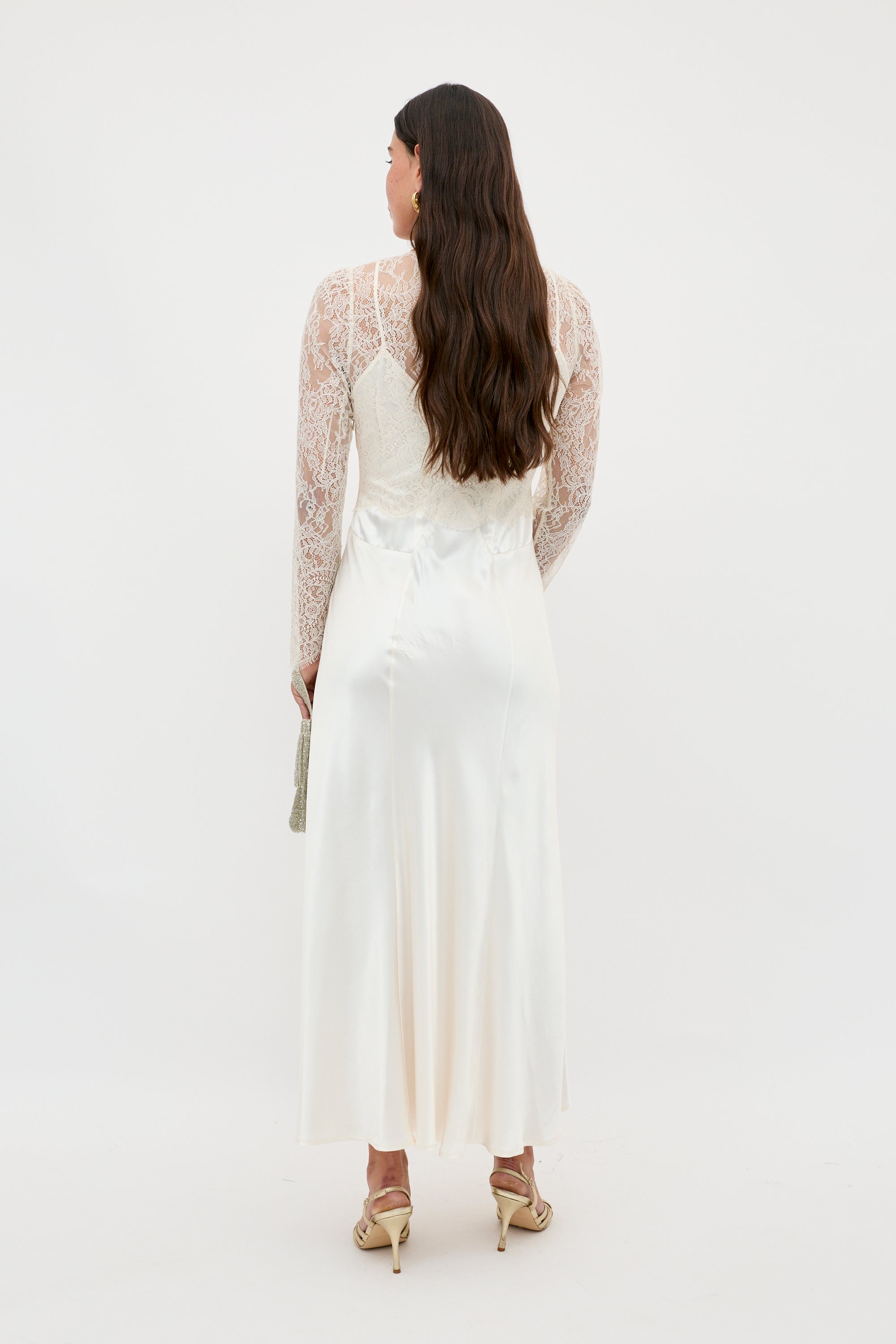 roughlow ラフロウ LONG DRESS(WHITE) ワンピース Laoise Dress in Ivory Pearl | RIXO USA ⋆