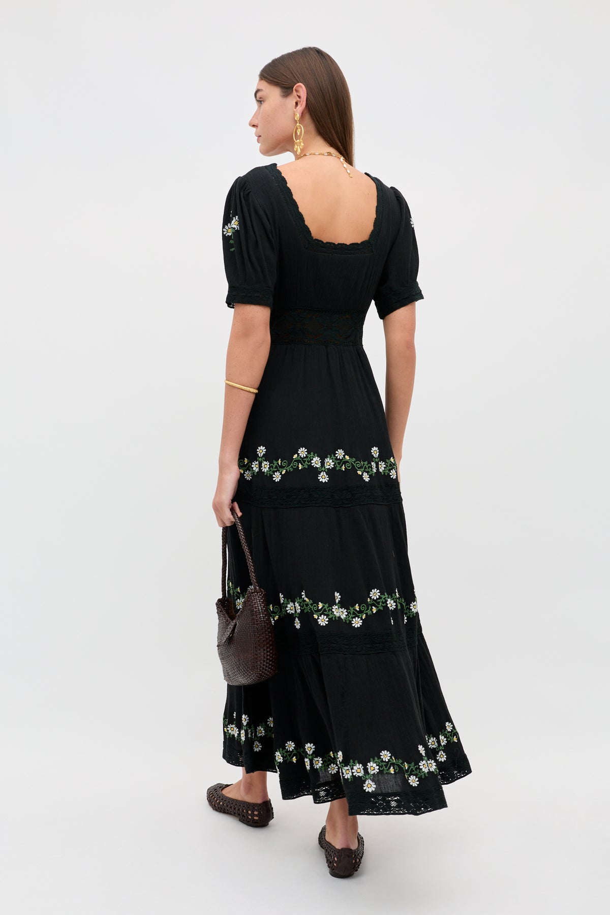 RIXO Philippa Embroidered Midi Lilia Embroidery Black RIXO Philippa Embroidered Midi Lilia Embroidery Black