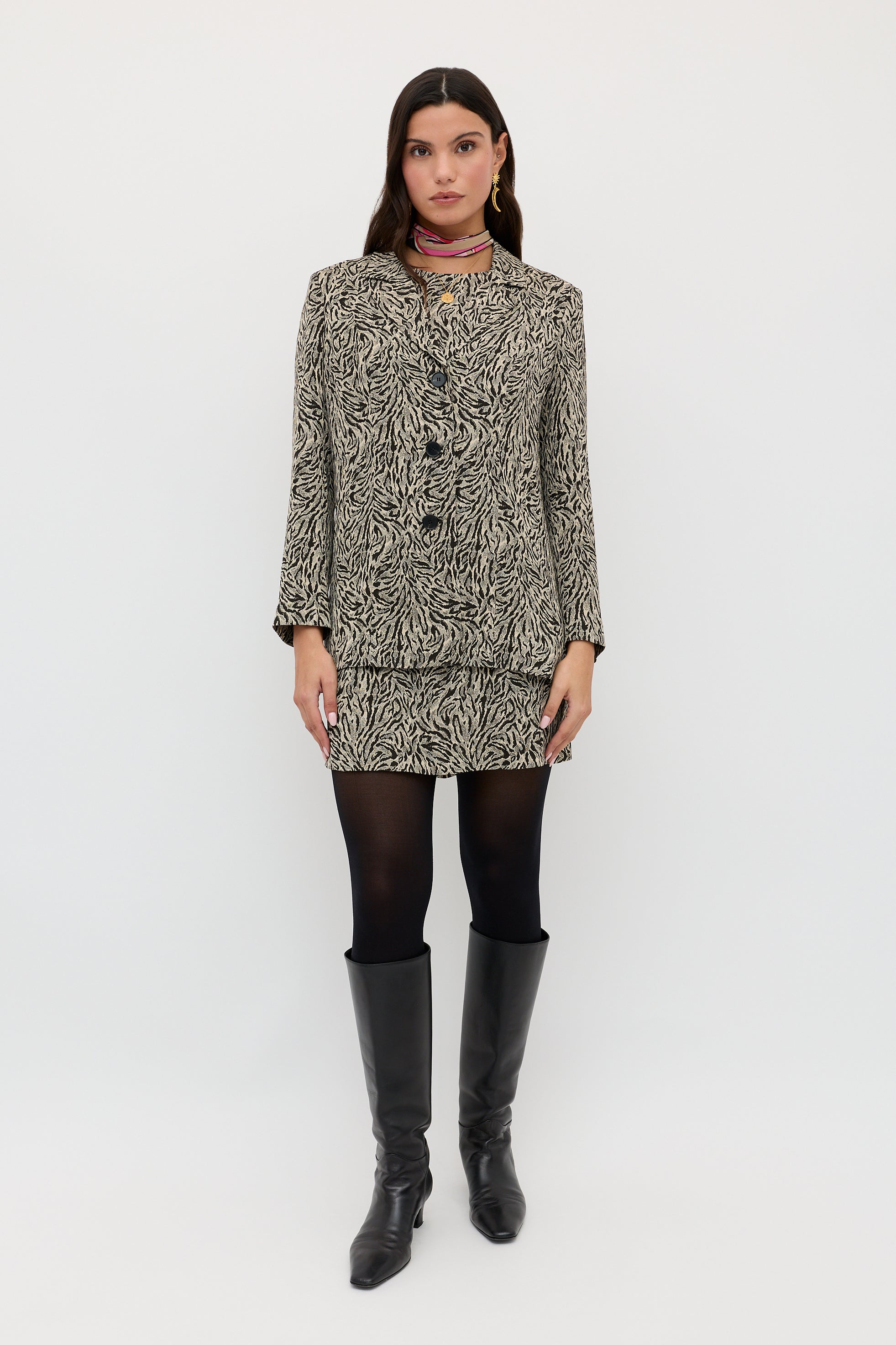 Katrin Jaquard Mini Dress in Brown Sun Leo Tan