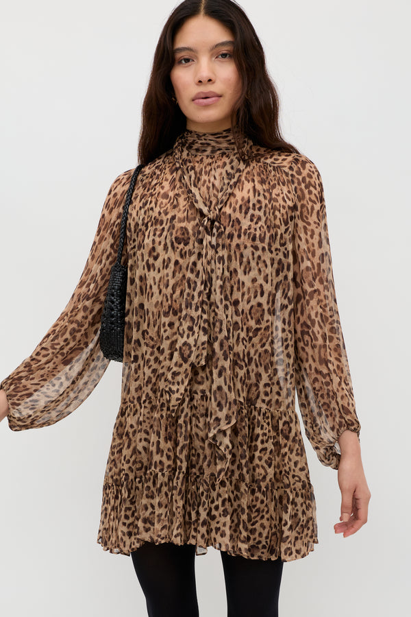 Anaya Mini Dress in Mila Leopard Brown | RIXO USA Anaya Mini Dress in Mila Leopard Brown | RIXO USA