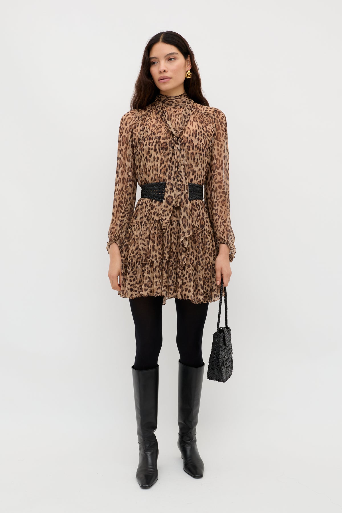 Anaya Mini Dress in Mila Leopard Brown | RIXO USA Anaya Mini Dress in Mila Leopard Brown | RIXO USA
