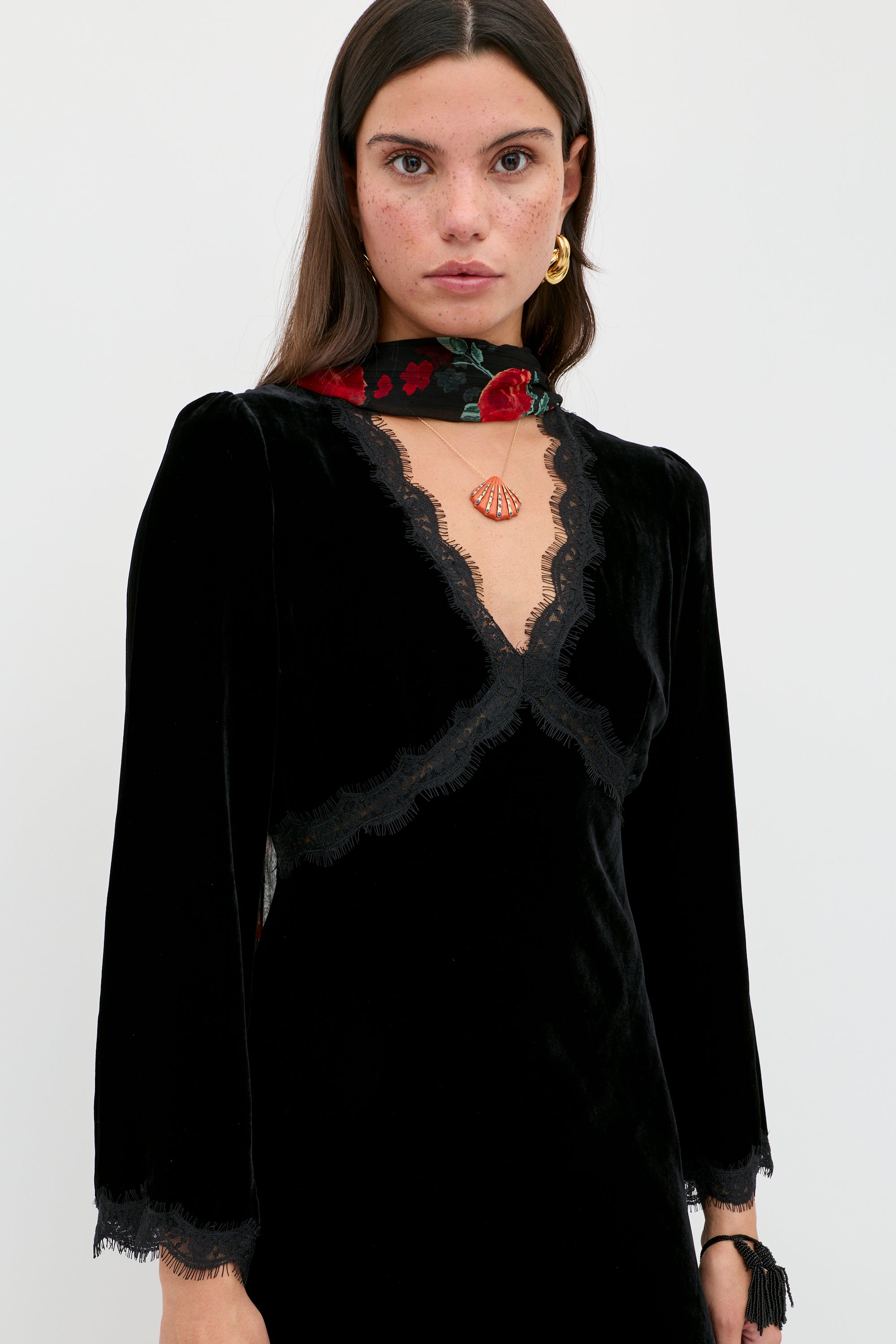 Alessi Silk-Velvet Midi Dress in Black | RIXO ⋆