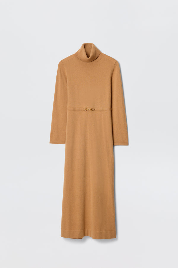 Elliette Cashmere-Blend Dress in Brown Camel | RIXO Elliette Cashmere-Blend Dress in Brown Camel | RIXO