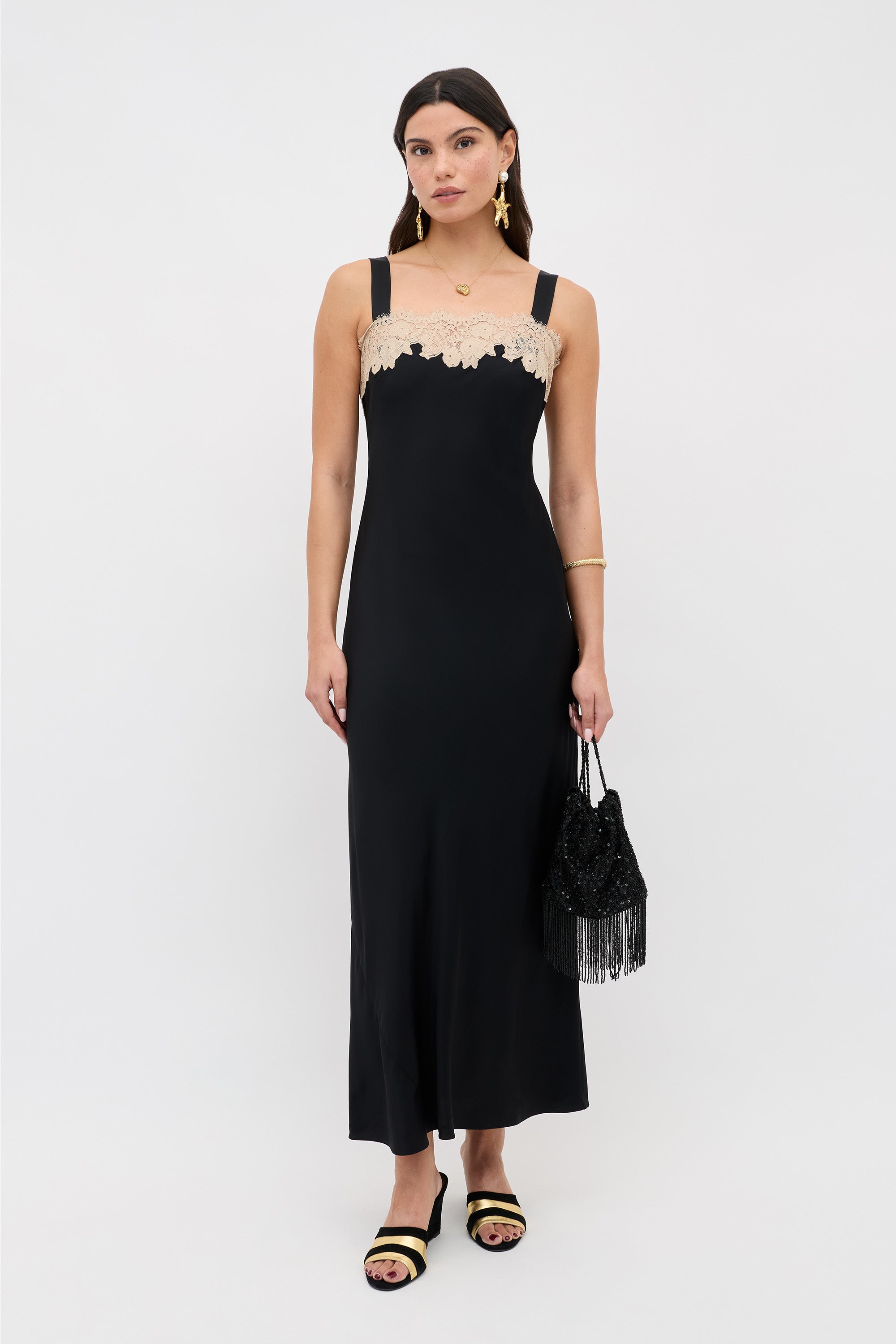 Rosamarie Satin Dress in Black | RIXO USA ⋆