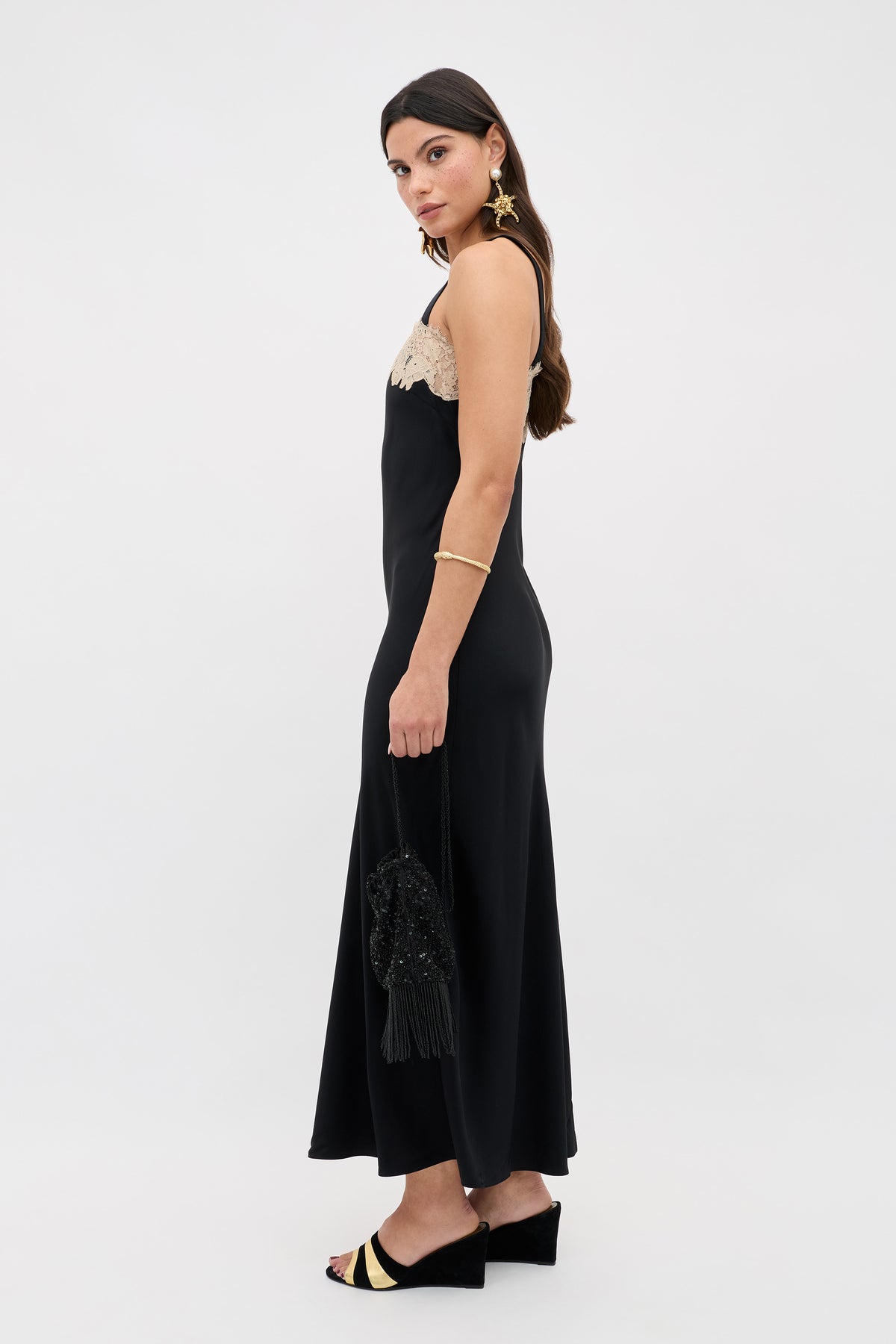 Rosamarie Satin Dress in Black | RIXO USA Rosamarie Satin Dress in Black | RIXO USA