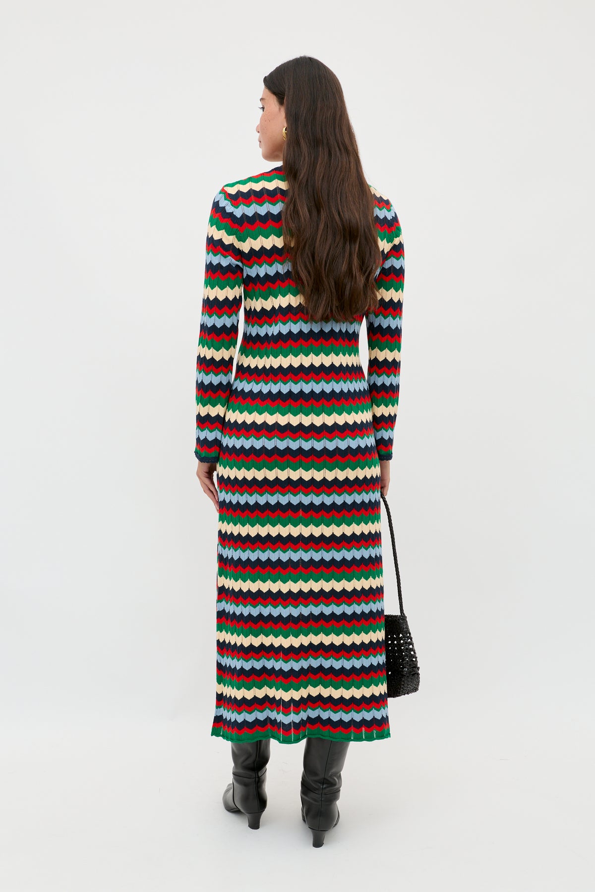RIXO Lucila Knitted Midi Retro Blue RIXO Lucila Knitted Midi Retro Blue