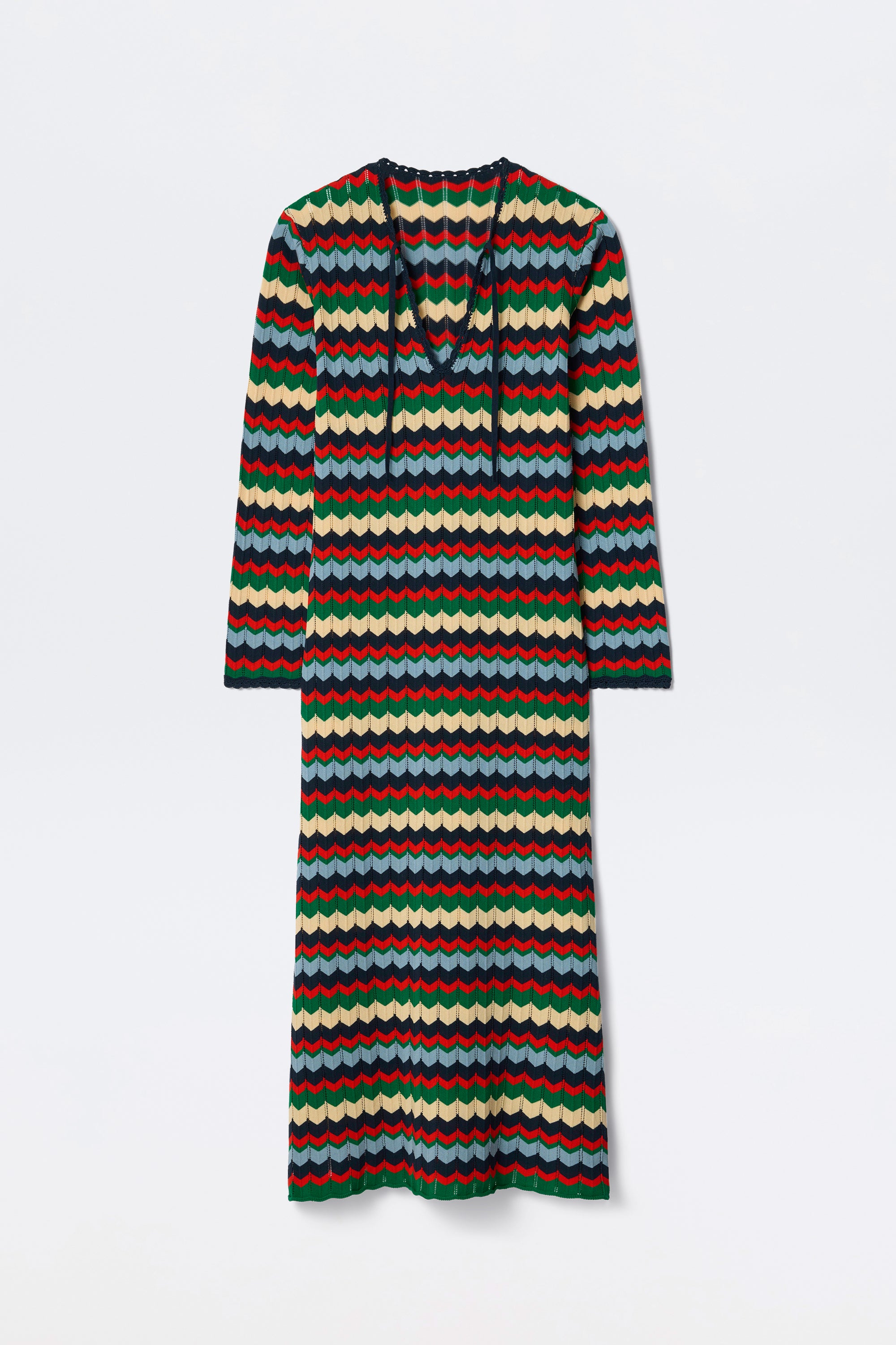 Lucila Knitted Midi Dress in Multi Retro Chevron Blue | RIXO USA ⋆