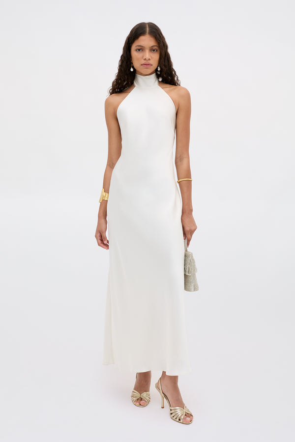 Arista Satin Gown in Ivory Pearl
