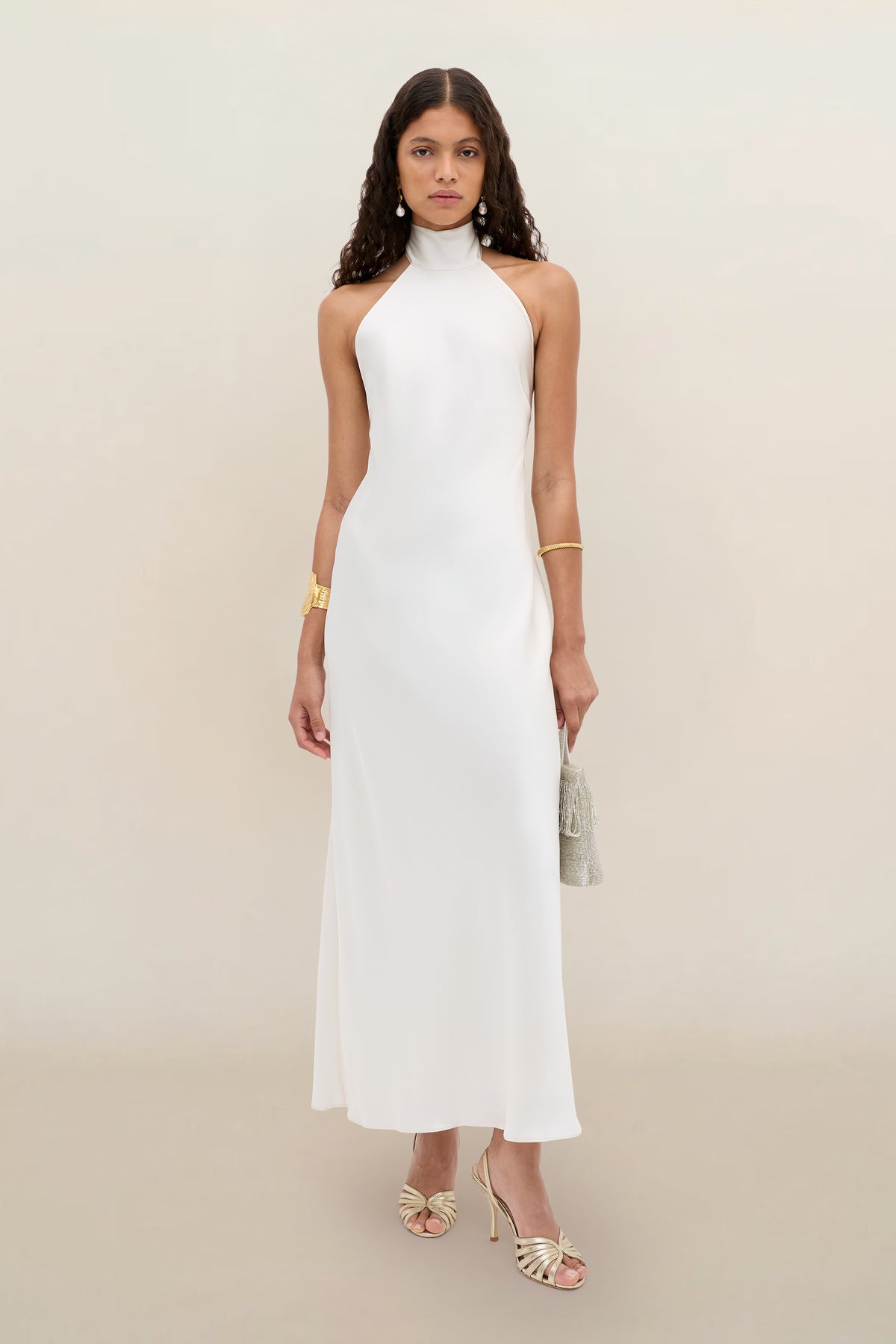 Arista Satin Gown in Ivory Pearl | RIXO USA Arista Satin Gown in Ivory Pearl | RIXO USA