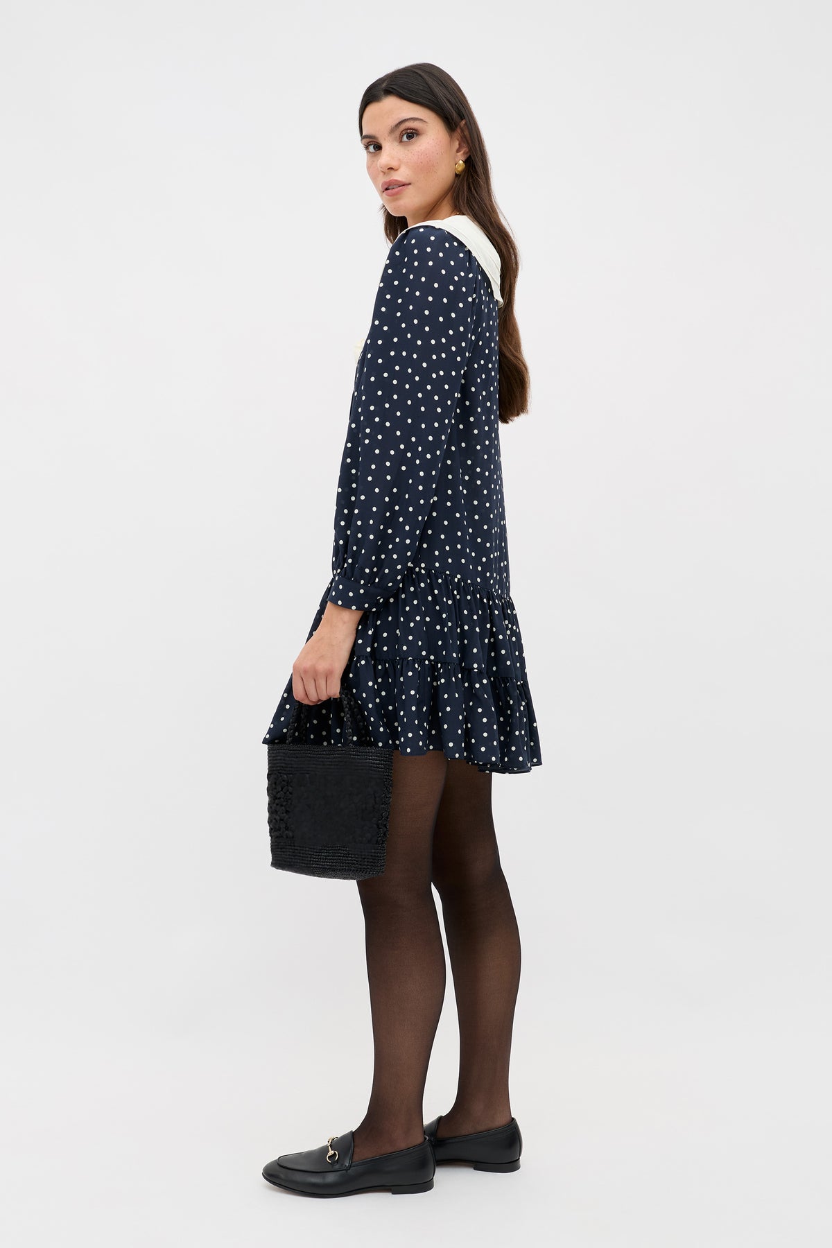 Valetta Silk Dress in Layla Dot Navy Valetta Silk Dress in Layla Dot Navy