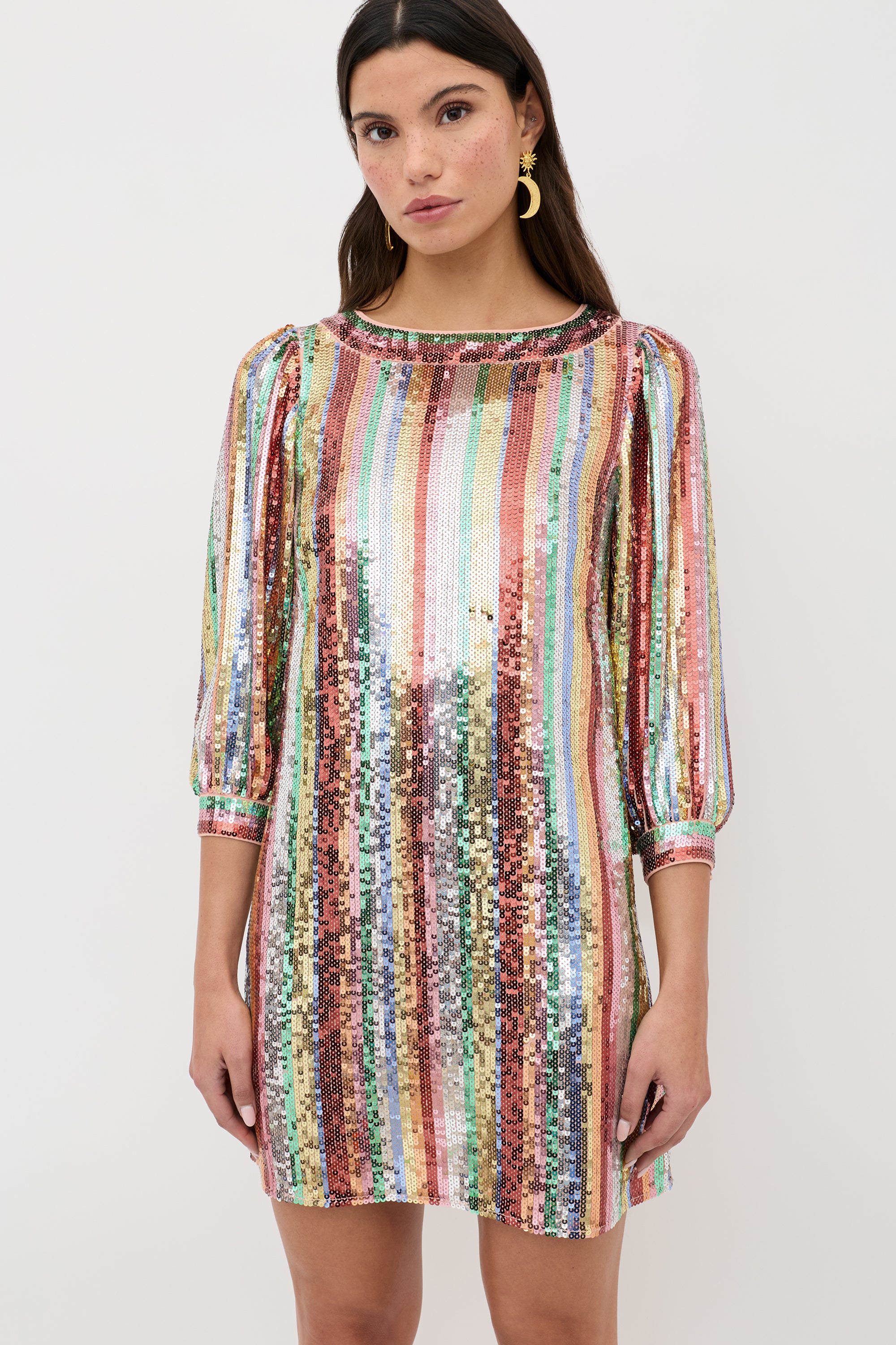 Laurie Embellished Mini Dress in Dixie Stripe Embellishment Multi